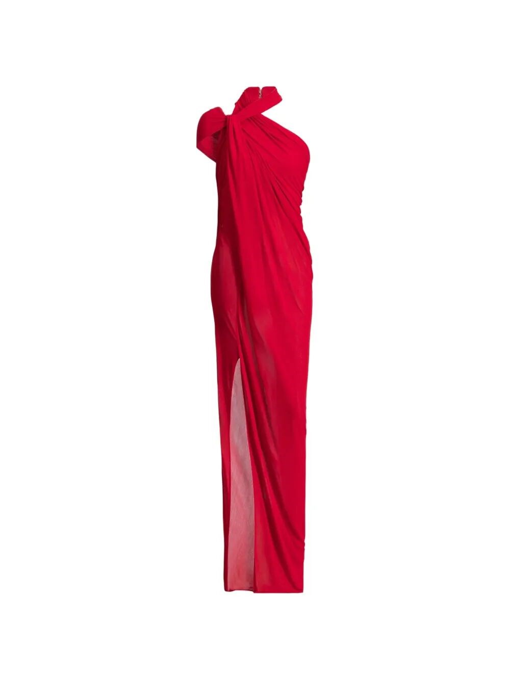 BALMAIN Dress Cross Neck Jersey Crepe Draped Long