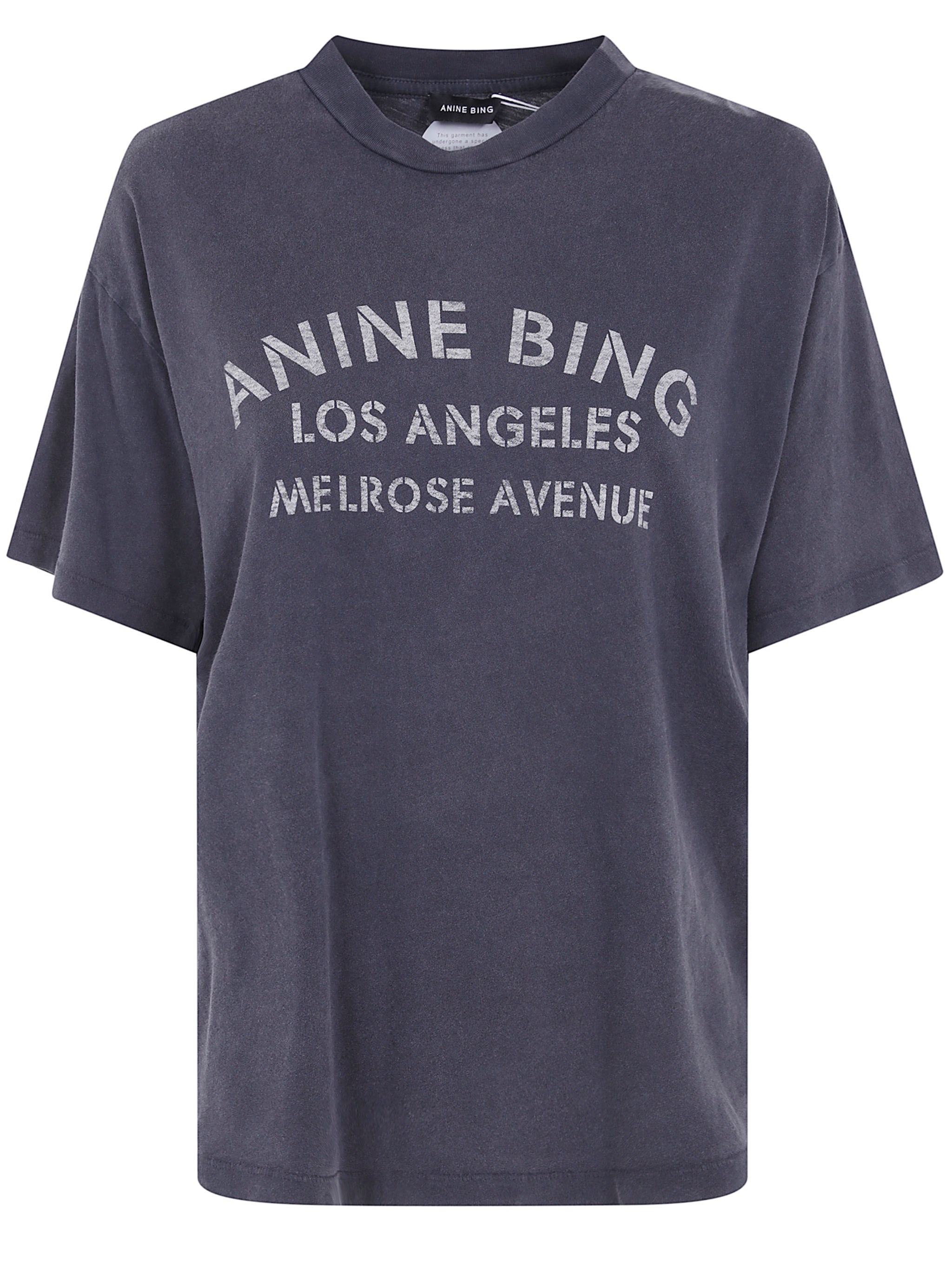 ANINE BING T-Shirt Short Sleeve "Cade" Tee Melrose Stencil
