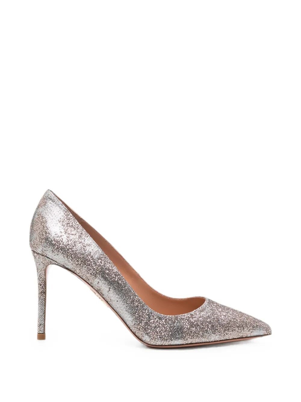 AQUAZZURA Decollete Metallic Silver "Purist" Pump T. 085