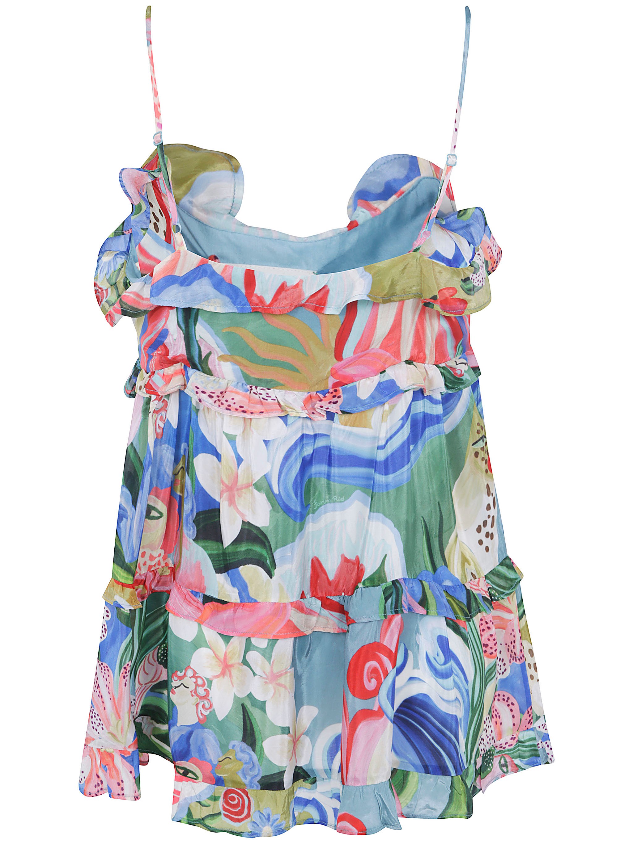 Multicolor Ruffled Blouse "Garden Of Life" Shirt