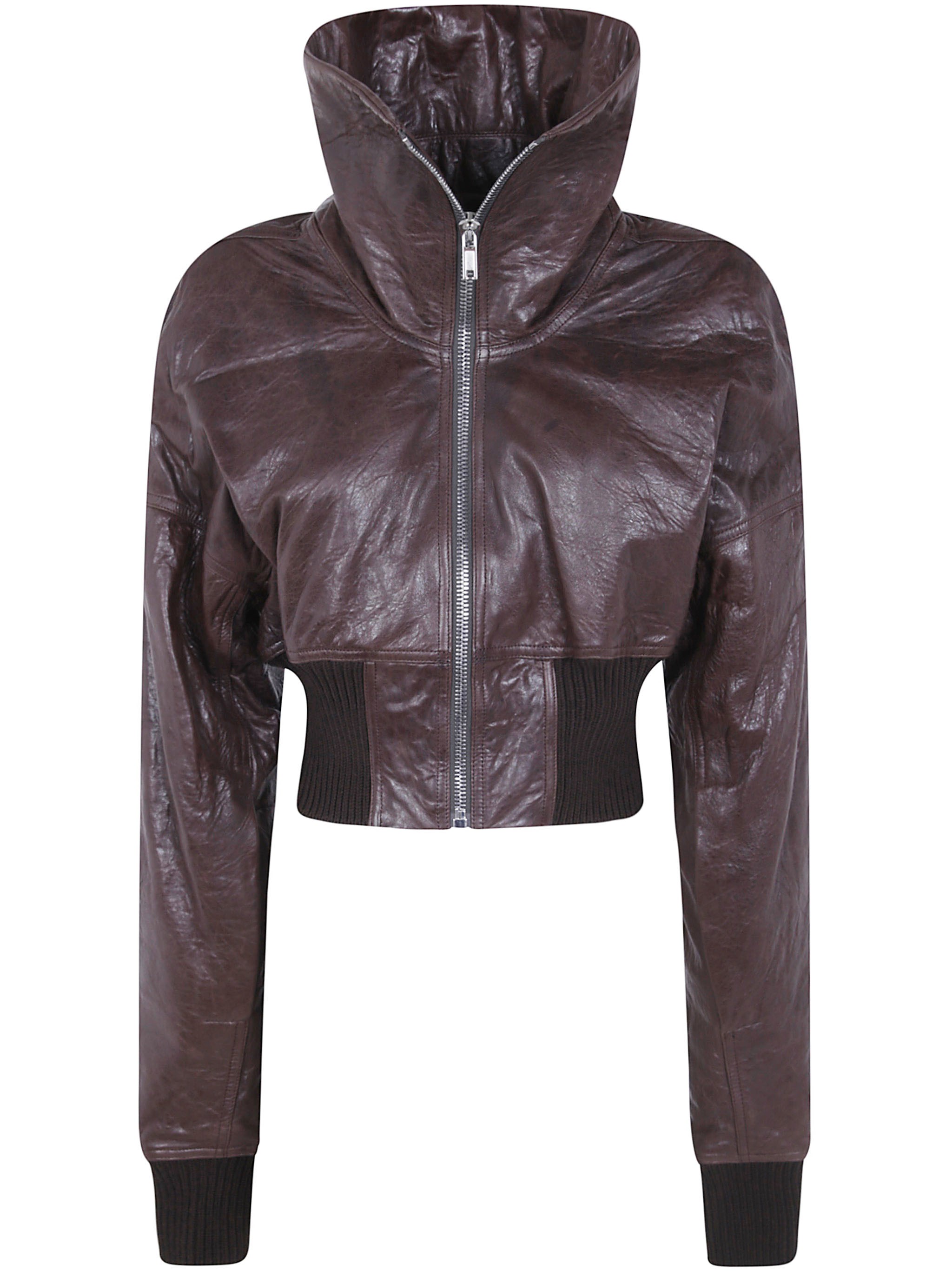 RICK OWENS Jacket Cropped Leather Bomber “Dracuflight”