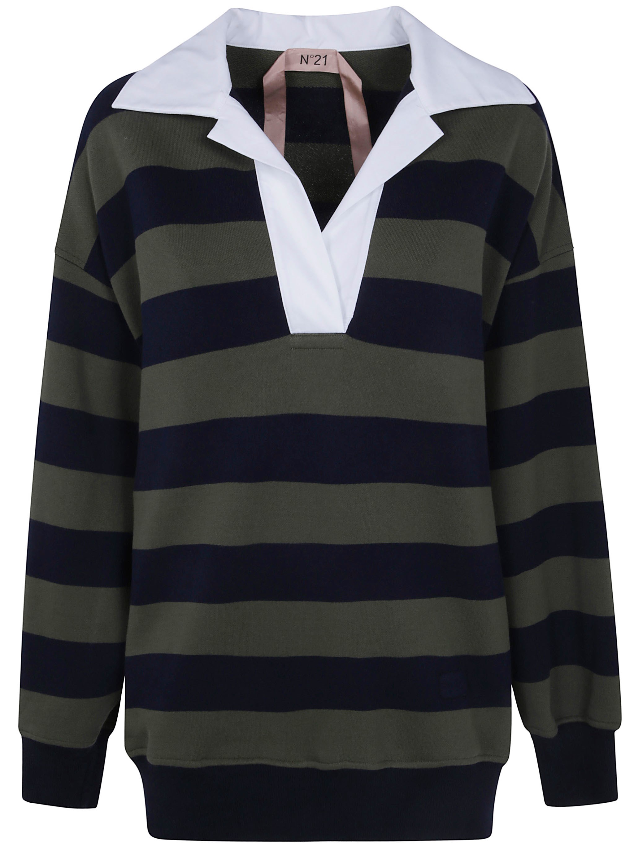 Striped Polo Neck Sweatshirt
