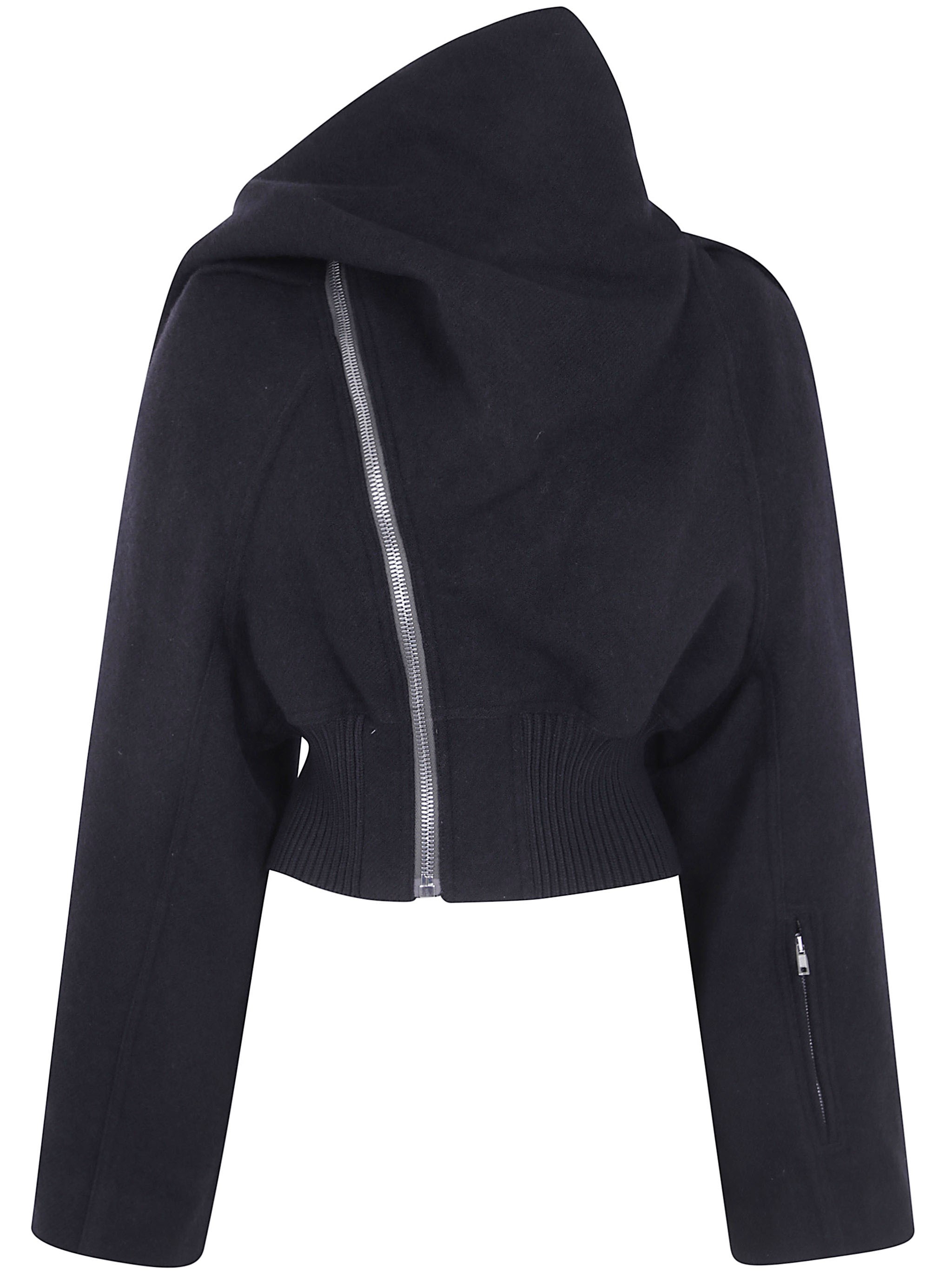RICK OWENS Jacket Wool Black “Scarf Flight”