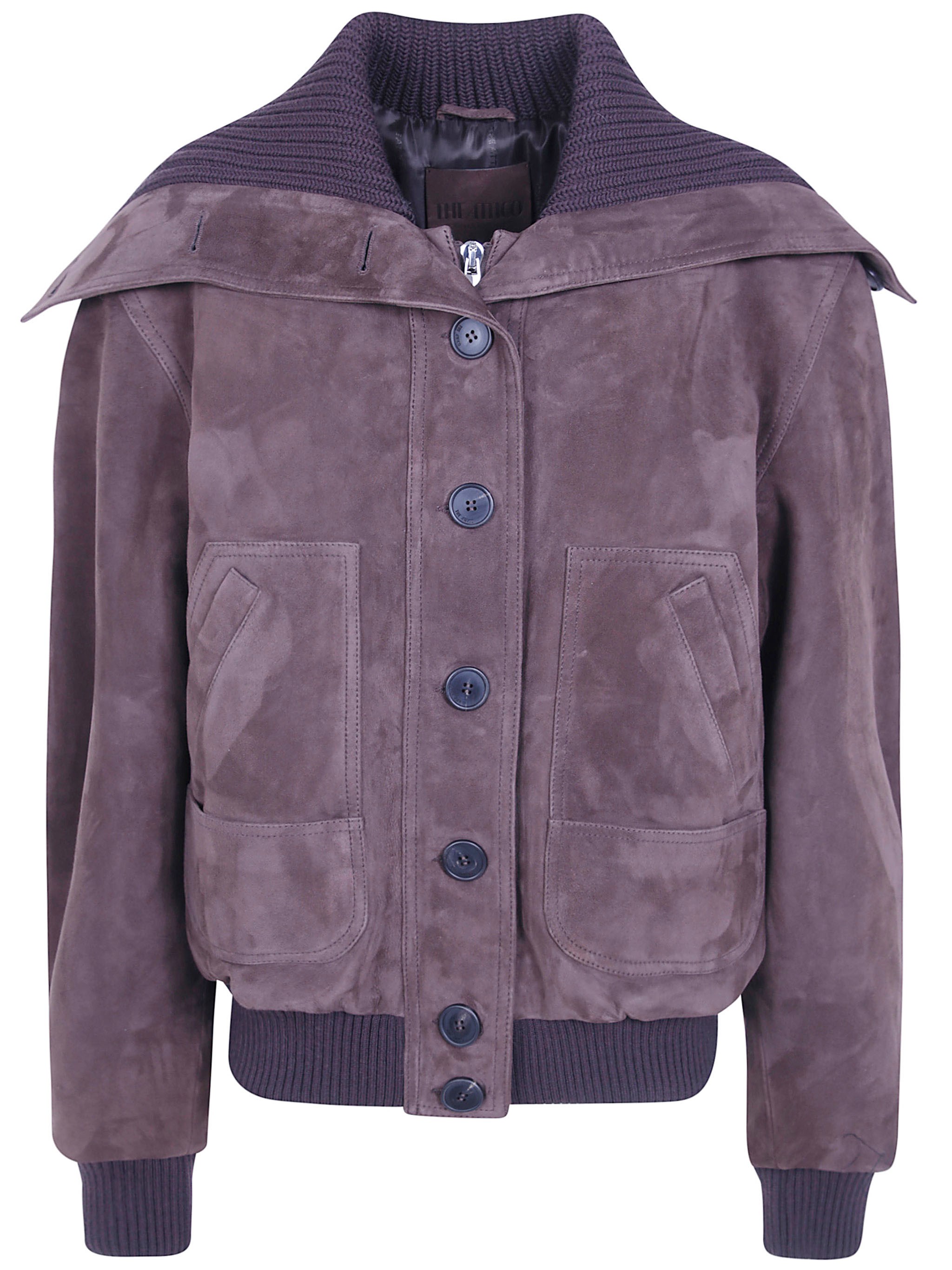 THE ATTICO Jacket Hooded “Suede Bomber”