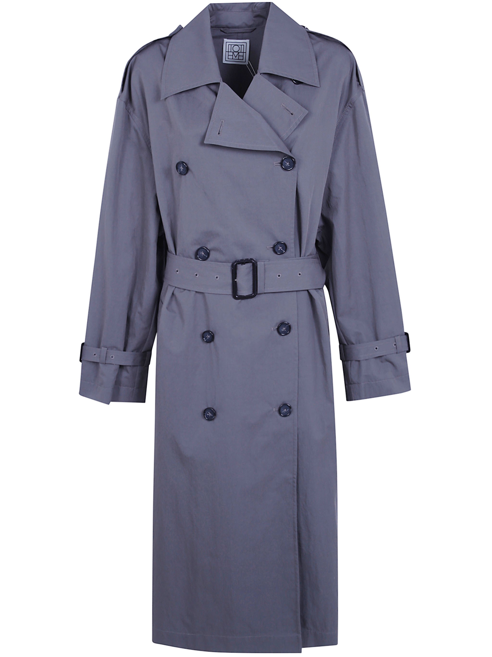 Totême Coat Double-breasted "crisp Summer" In Gray