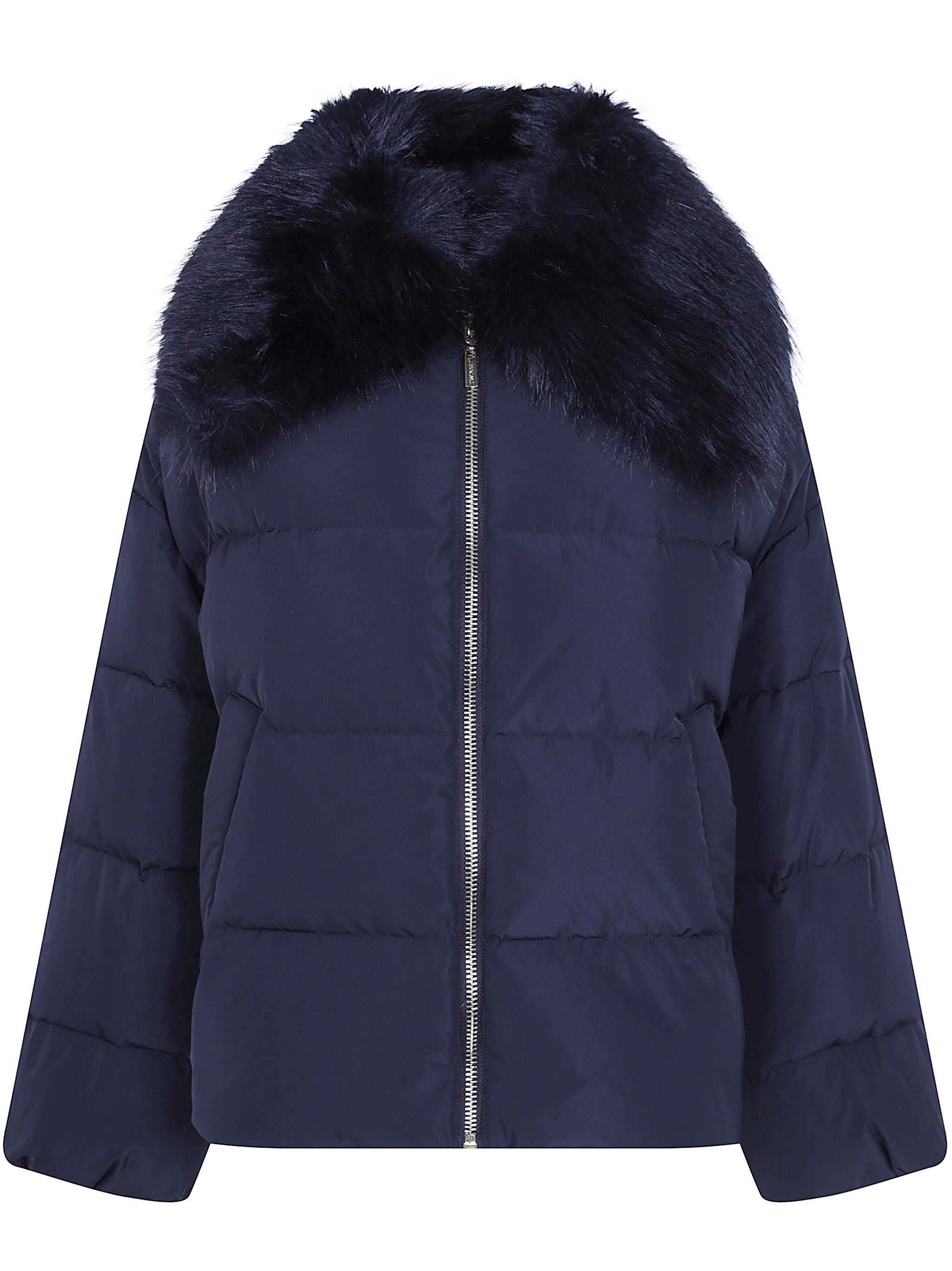TWINSET Windbreaker Faux Fur Neck Puffer Jacket