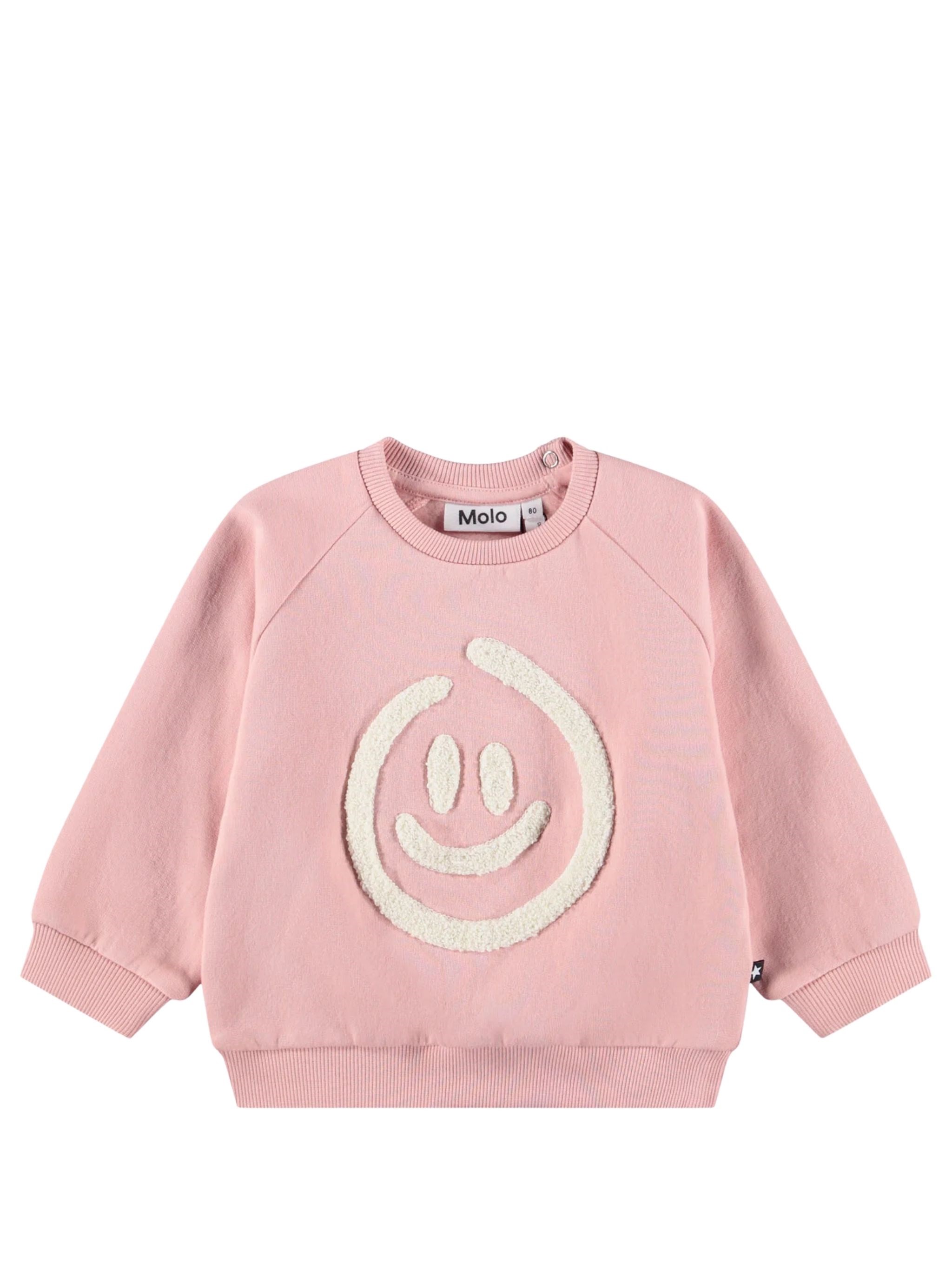 Molo Sweatshirt Smiley Face "disc" In Pink