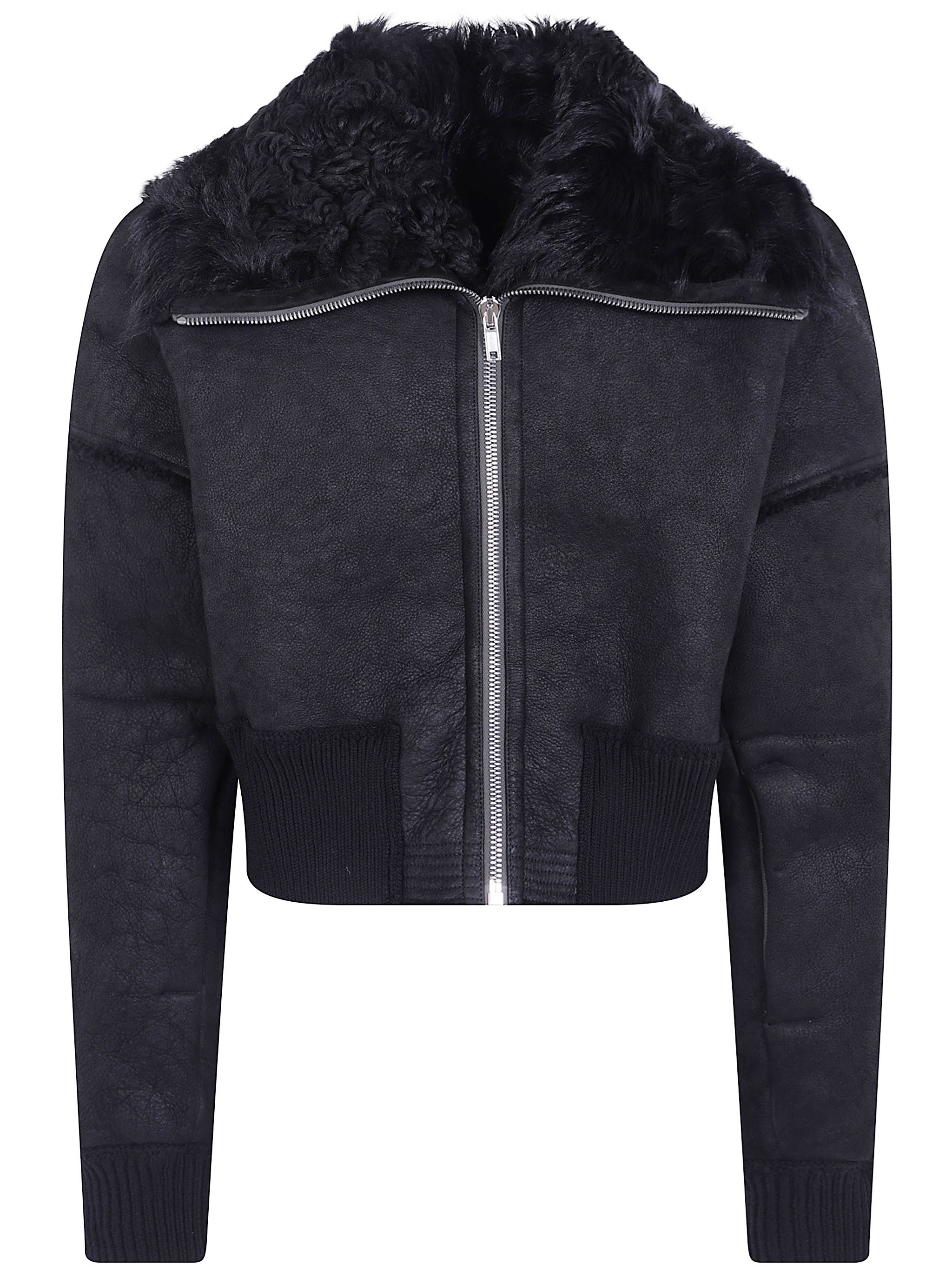 Rick Owens Jacket Cropped Suede "flight" In Black