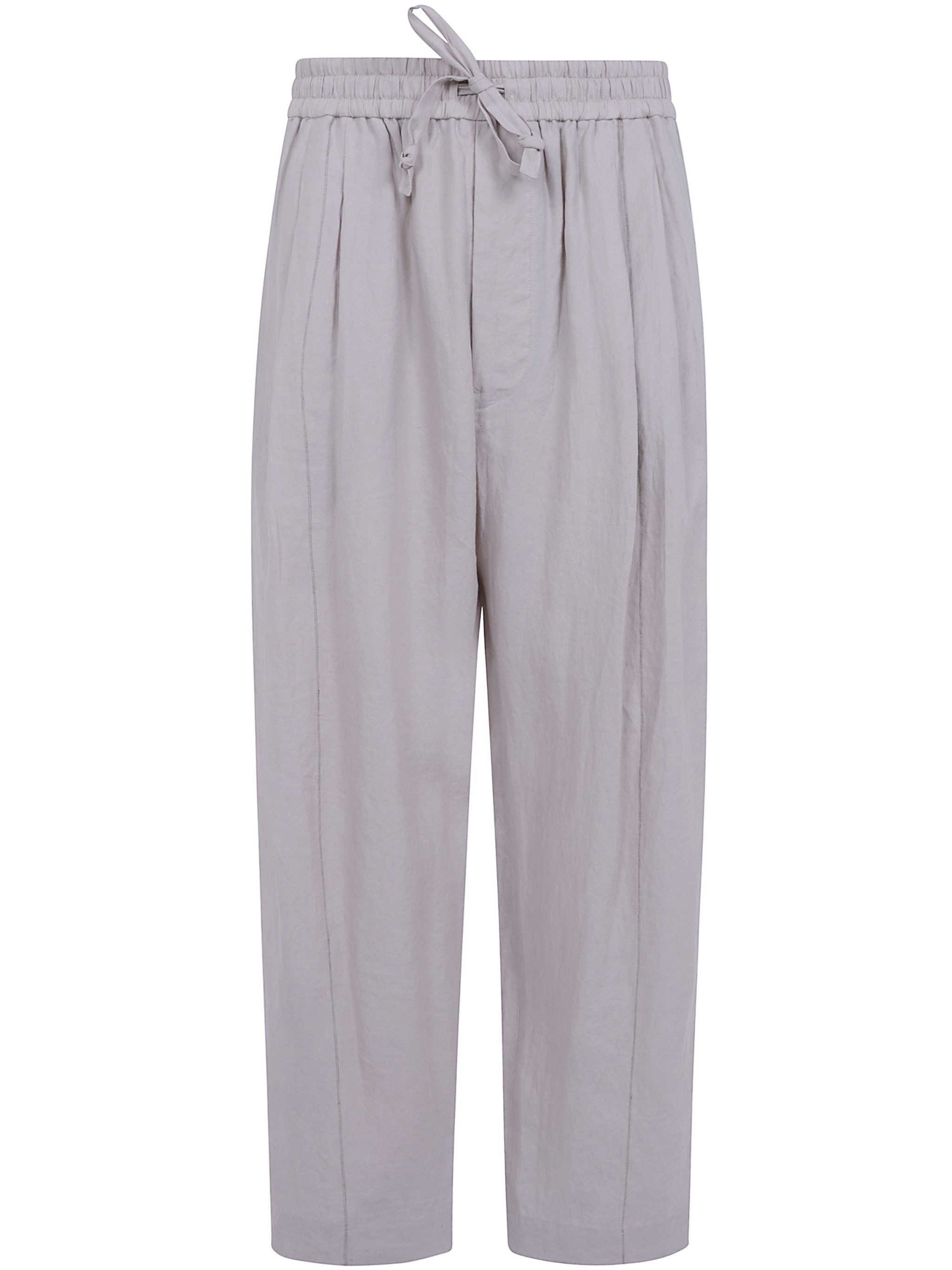 Ziggy Chen Thin Stripe Drawstring Trousers In Gray