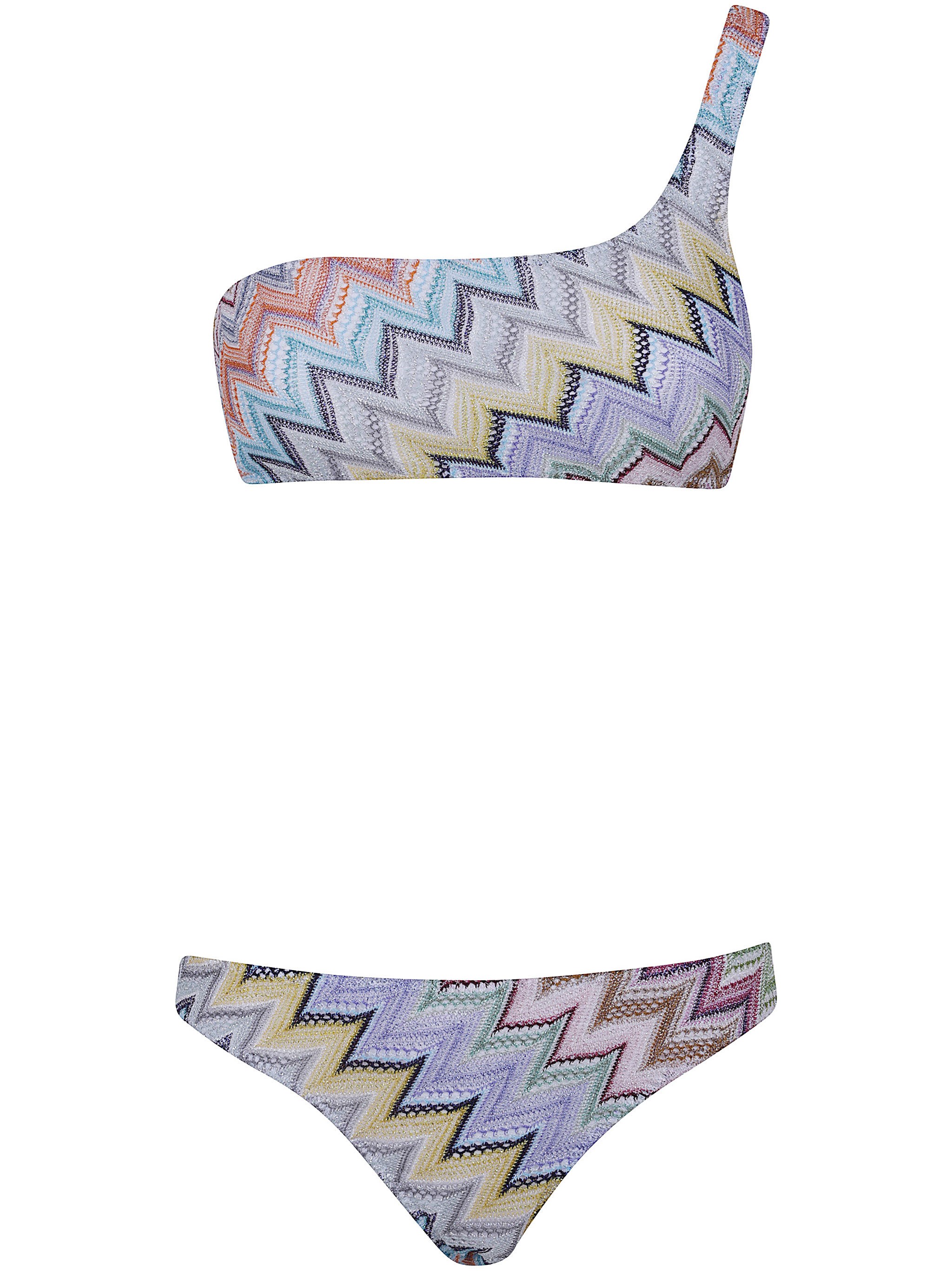 Missoni One-shoulder Zigzag Bikini Set In Multi