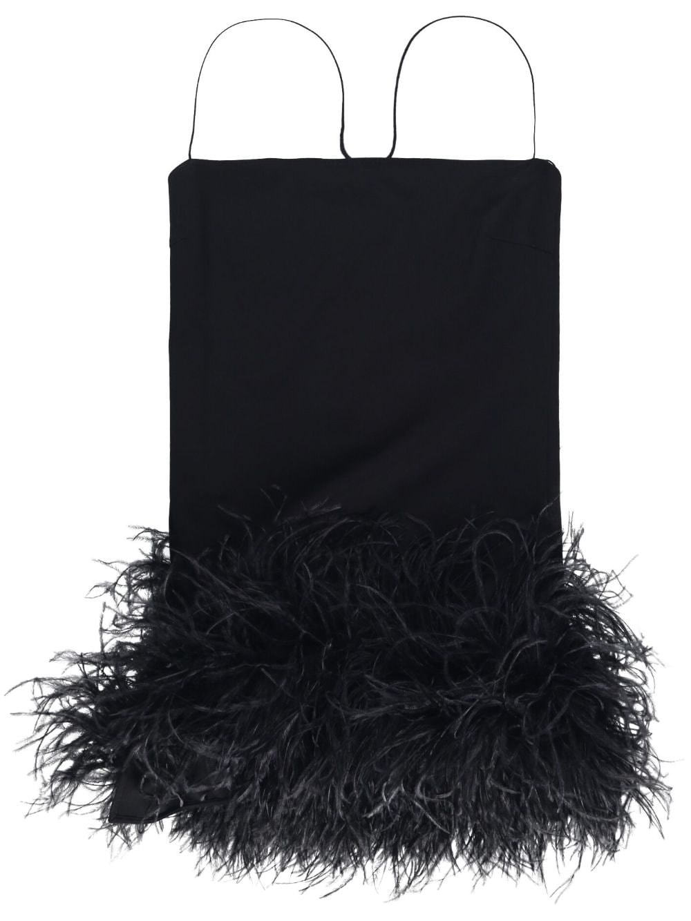 Attico Fujiko Feather-trim Minidress In Black  