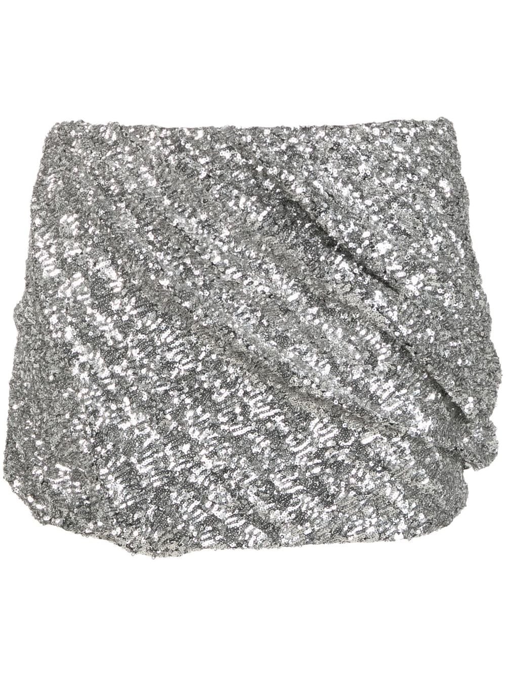 Attico Silver Mini Skirt In Metallic