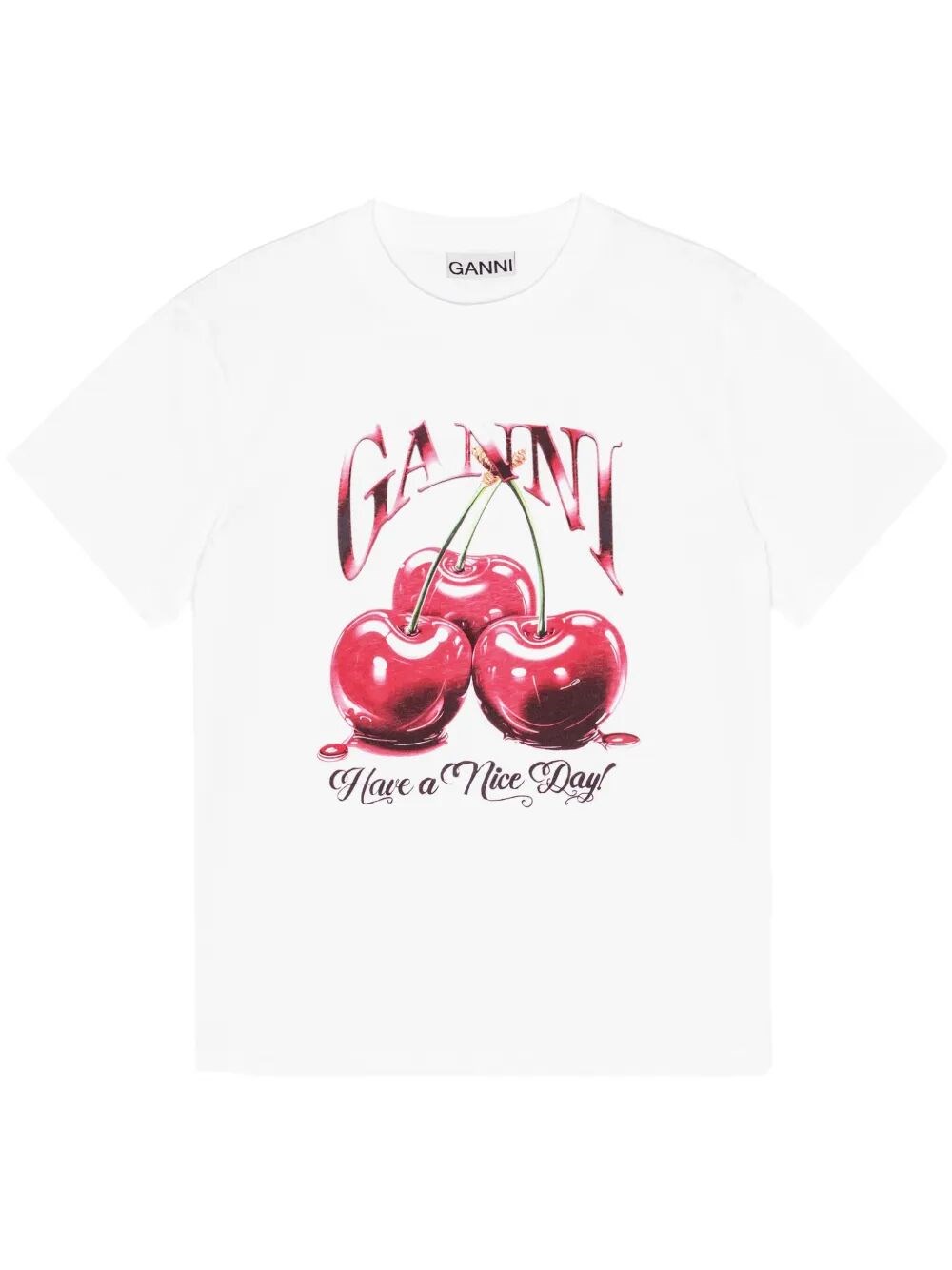 Ganni GANNI T-Shirt Cherry Print "Basic Jersey Cherry"　GANNI Tシャツ チェリープリント 「ベーシックジャージ チェリー」