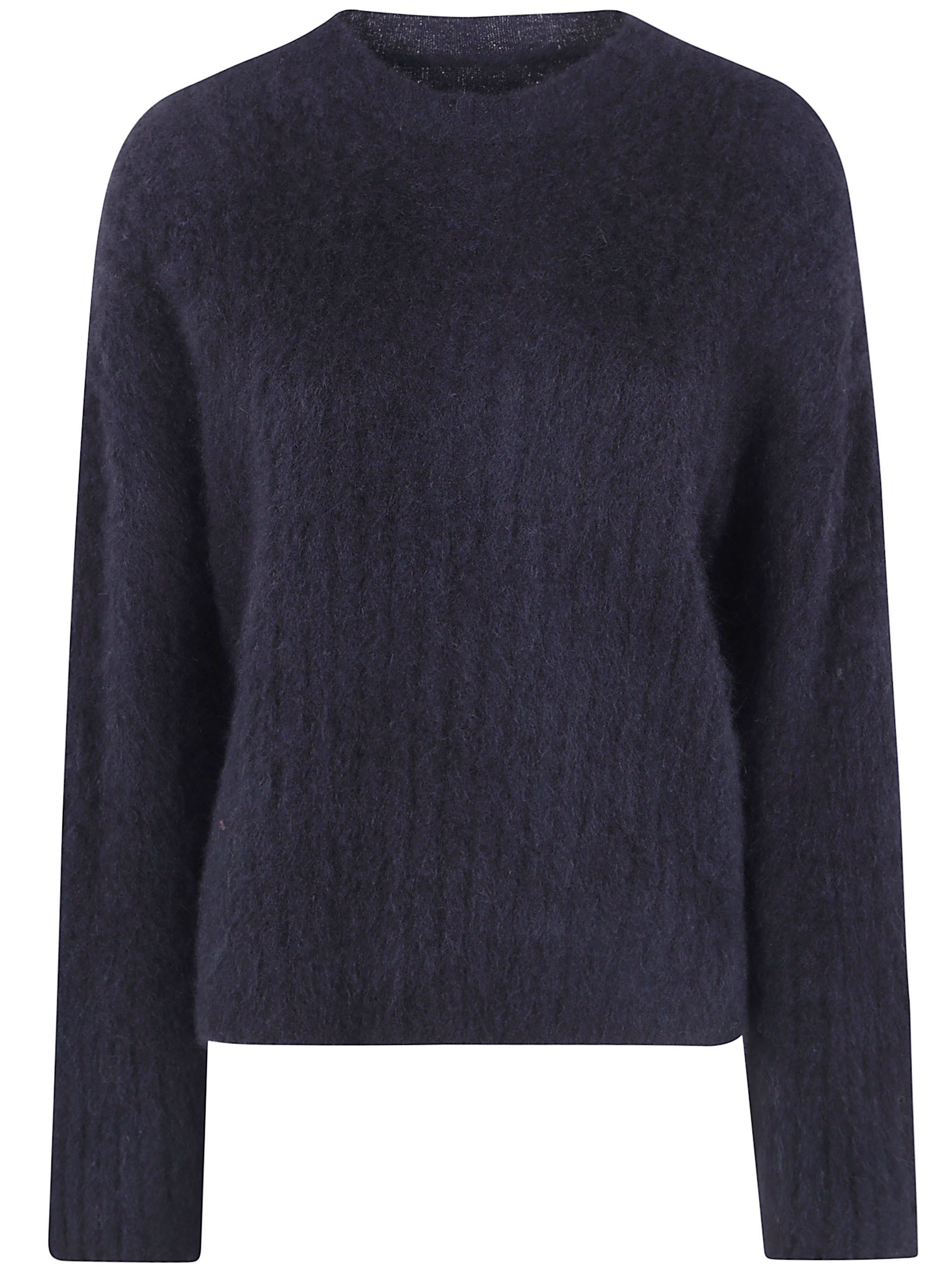 Uma Wang Sweater Fluffy Wool Crewneck In Black