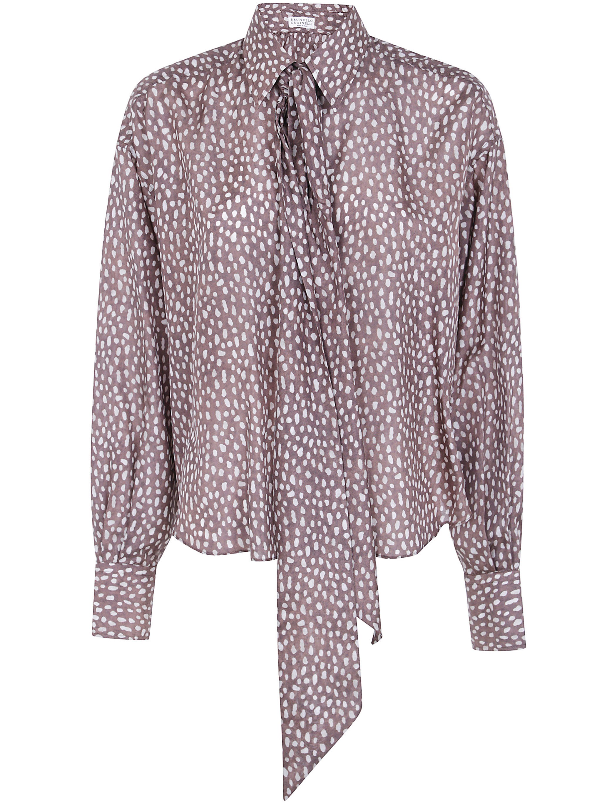 Brunello Cucinelli Shirt Ribbon Flowers Pattern In Brown
