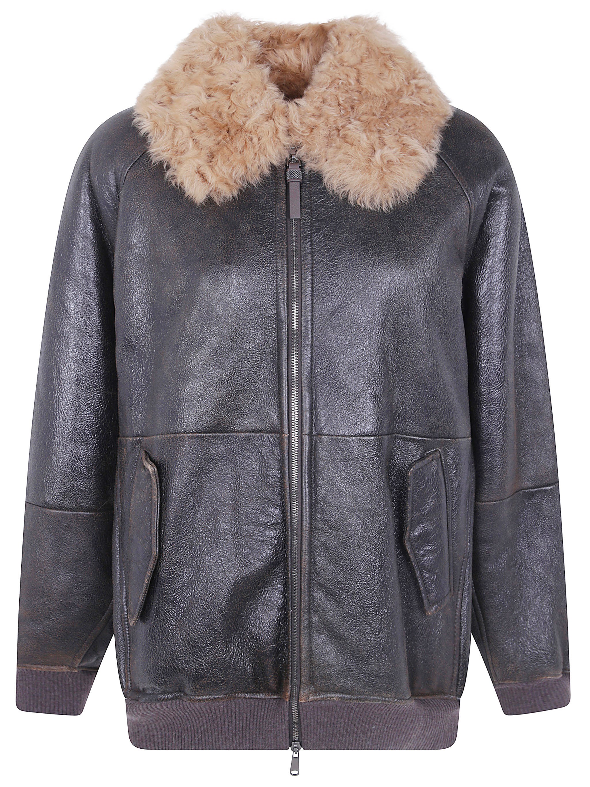 Brunello Cucinelli Jacket Fur Collar "Mpmma7564 C9998 Nut"