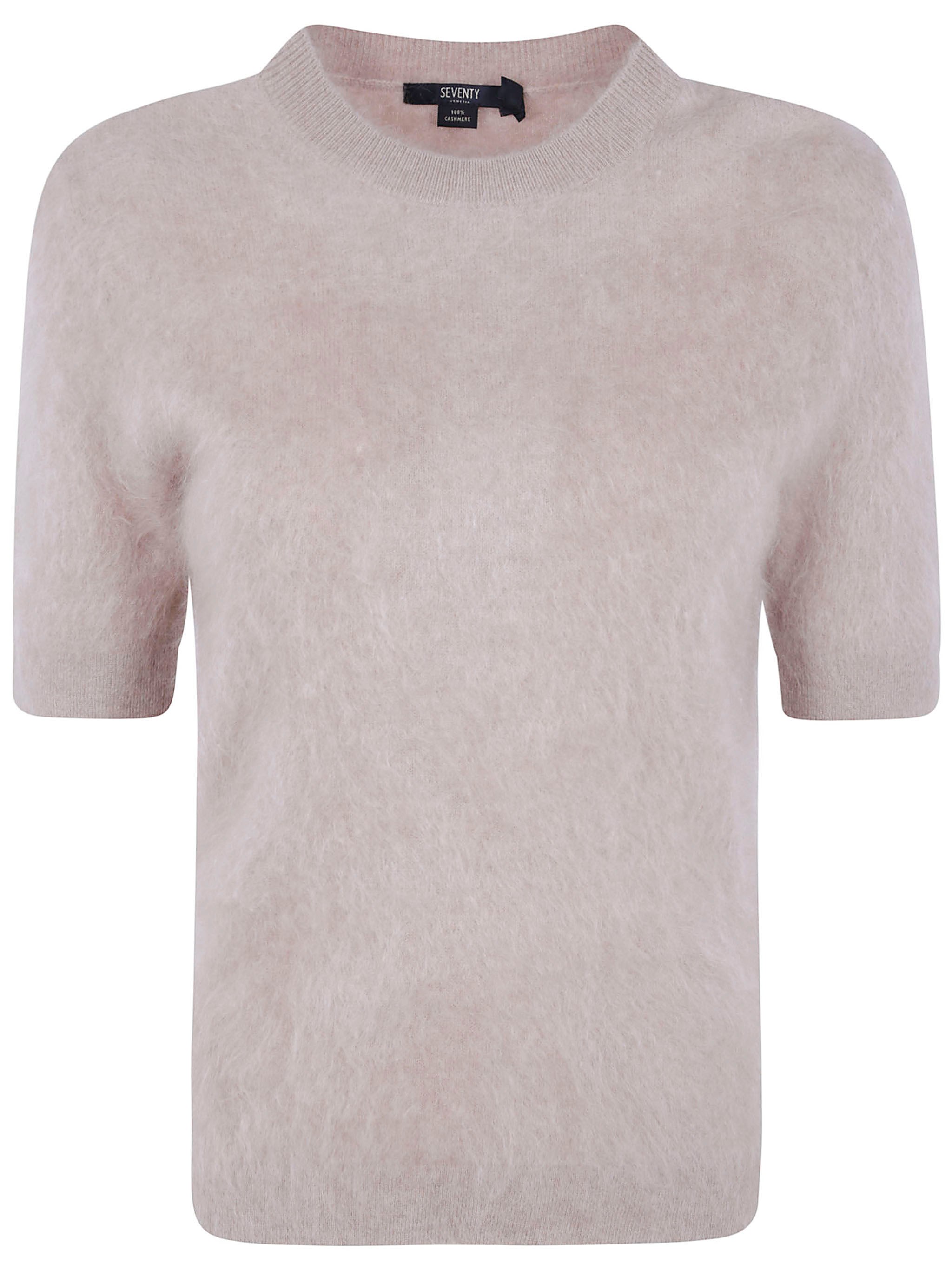 Seventy Sweater Cashmere Short Sleeves Round Neck In Brown