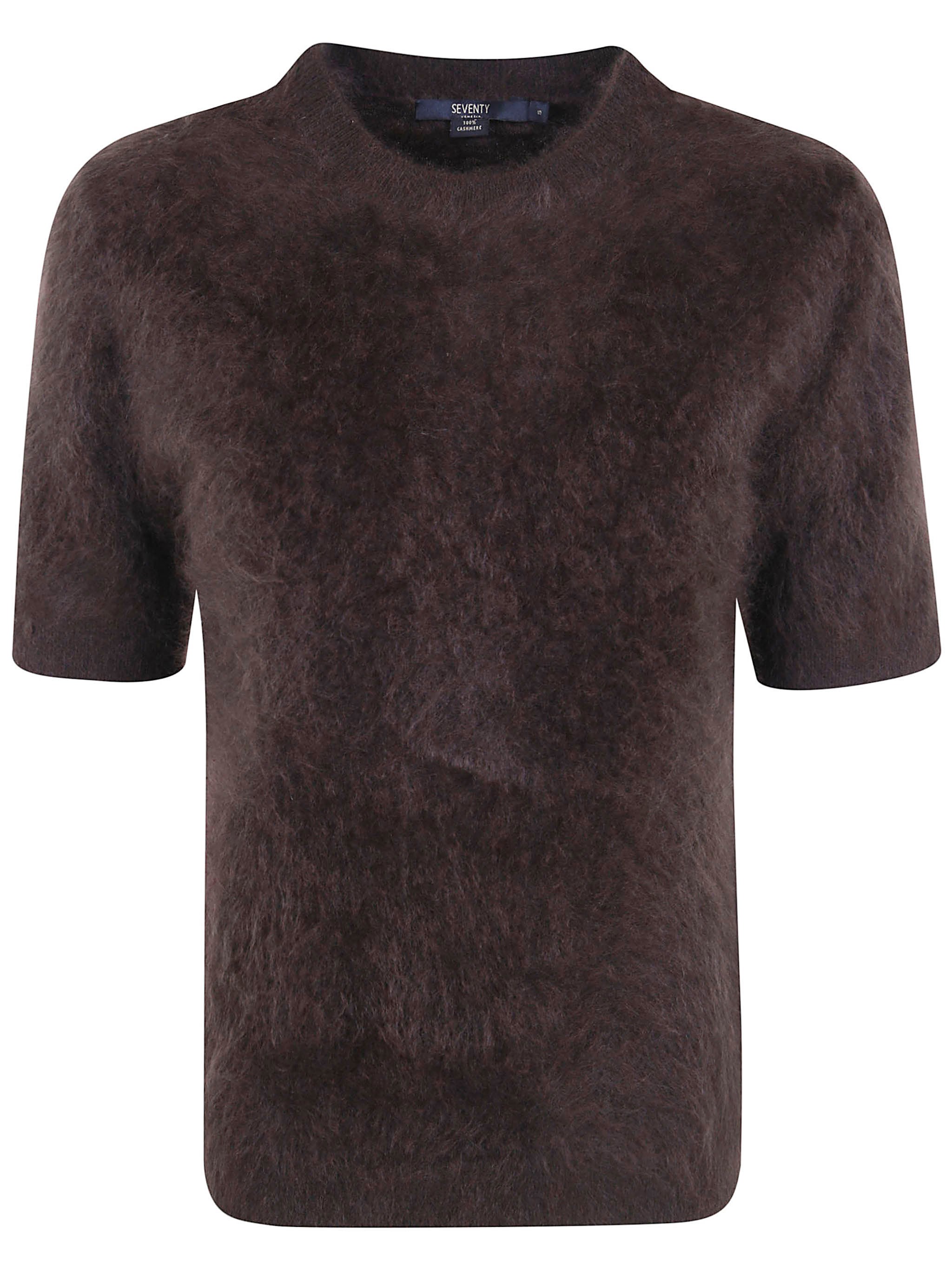 Seventy Sweater Short Sleeves "cashmere Short Sleeves Round Neck" In Brown