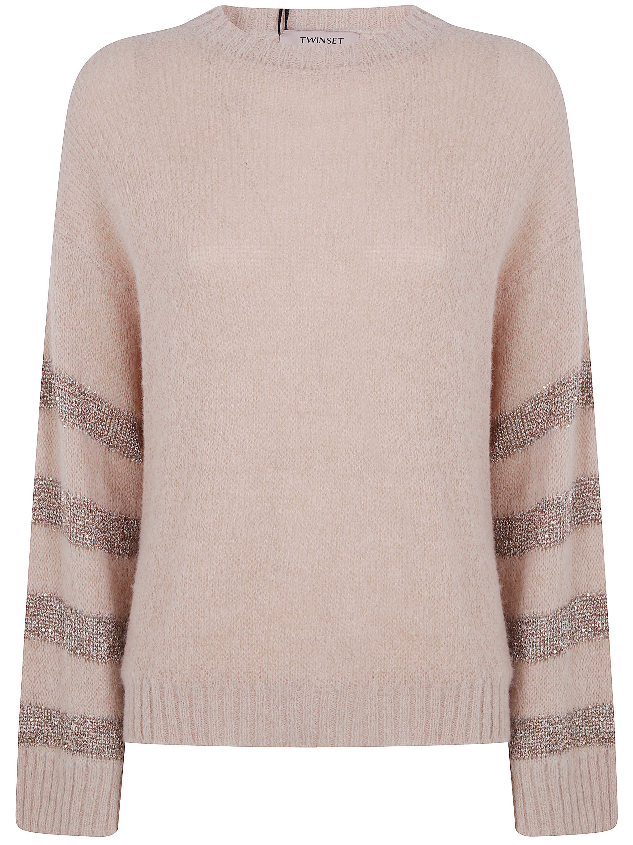 Twinset Sweater Round Neck "sandy Brown Hemp Gold" In Beige