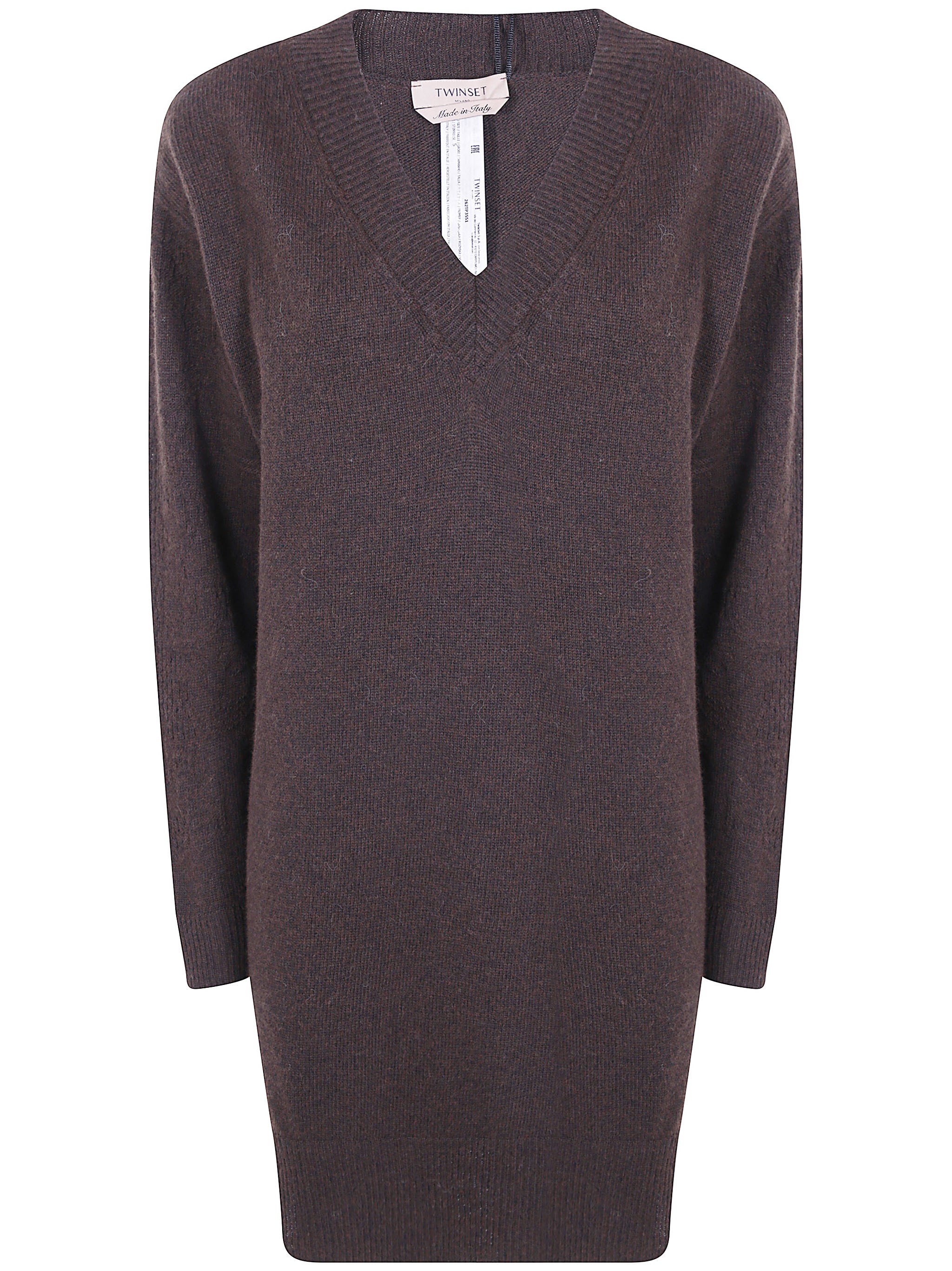 Twinset Sweater V Neck Oversized In Brown