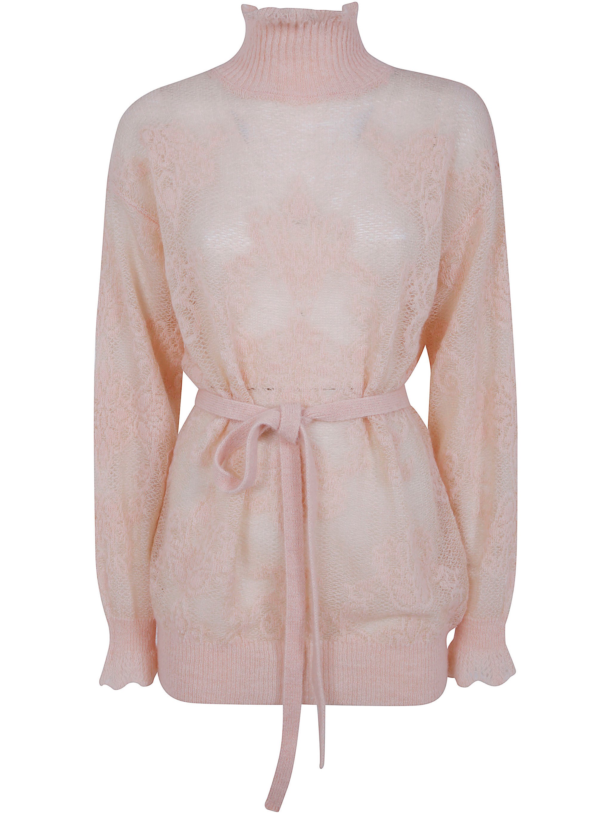 Twinset Sweater Belted "laced" In Pink