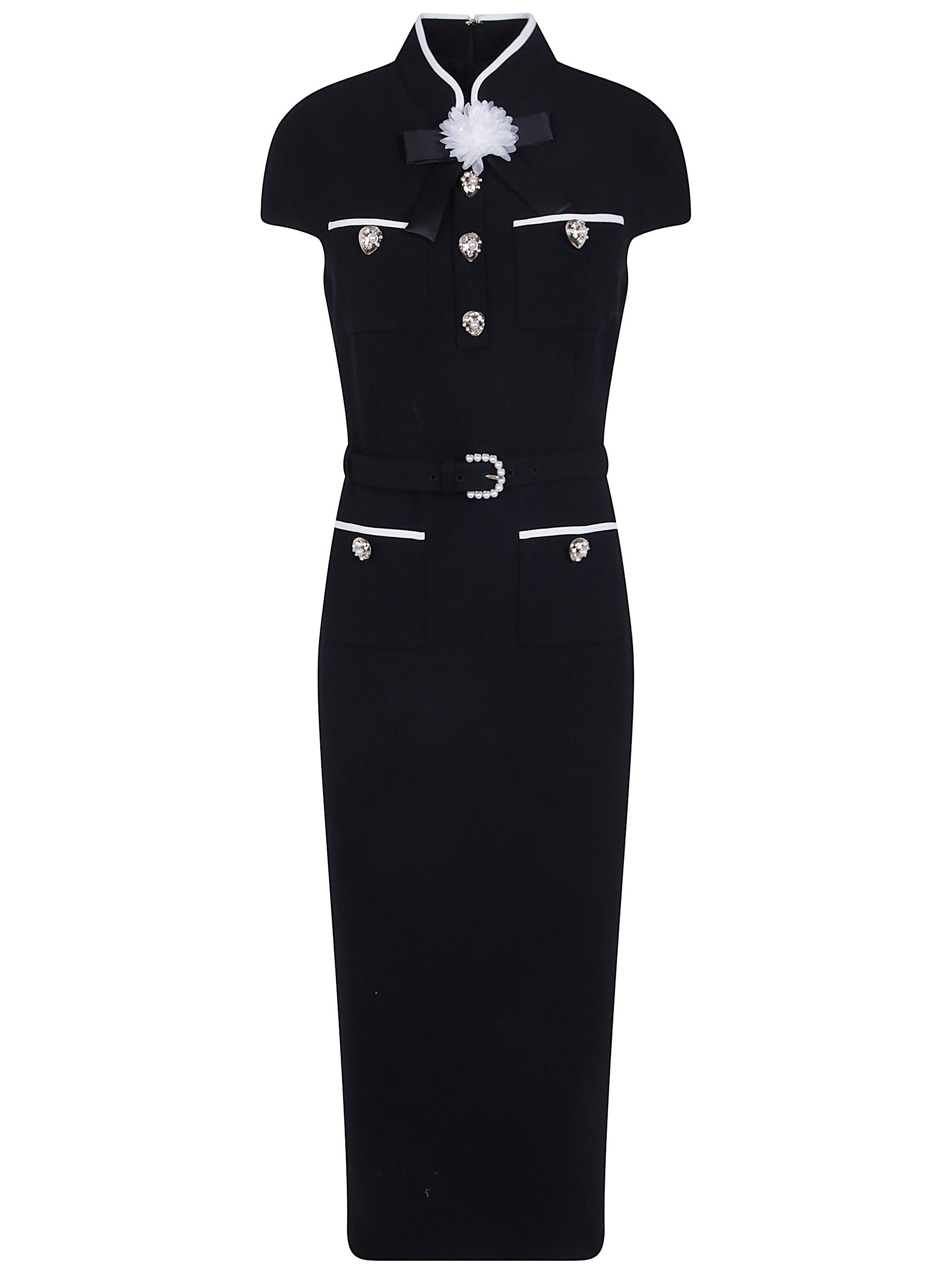 SELF-PORTRAIT Dress Wool Crepe Midi "Aw26.074Mb Black"
