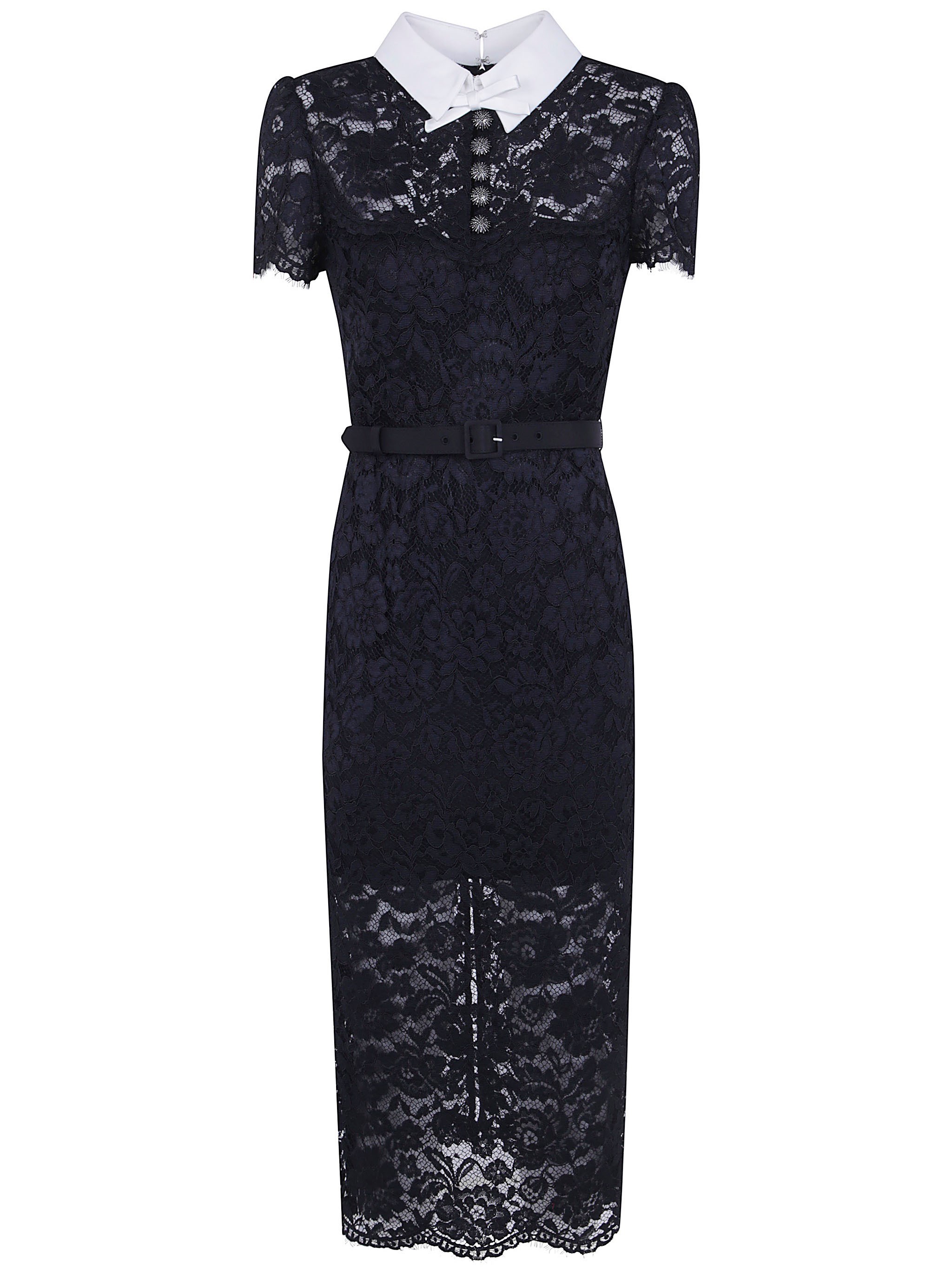 SELF-PORTRAIT Dress Contrast Collar "Black Lace"