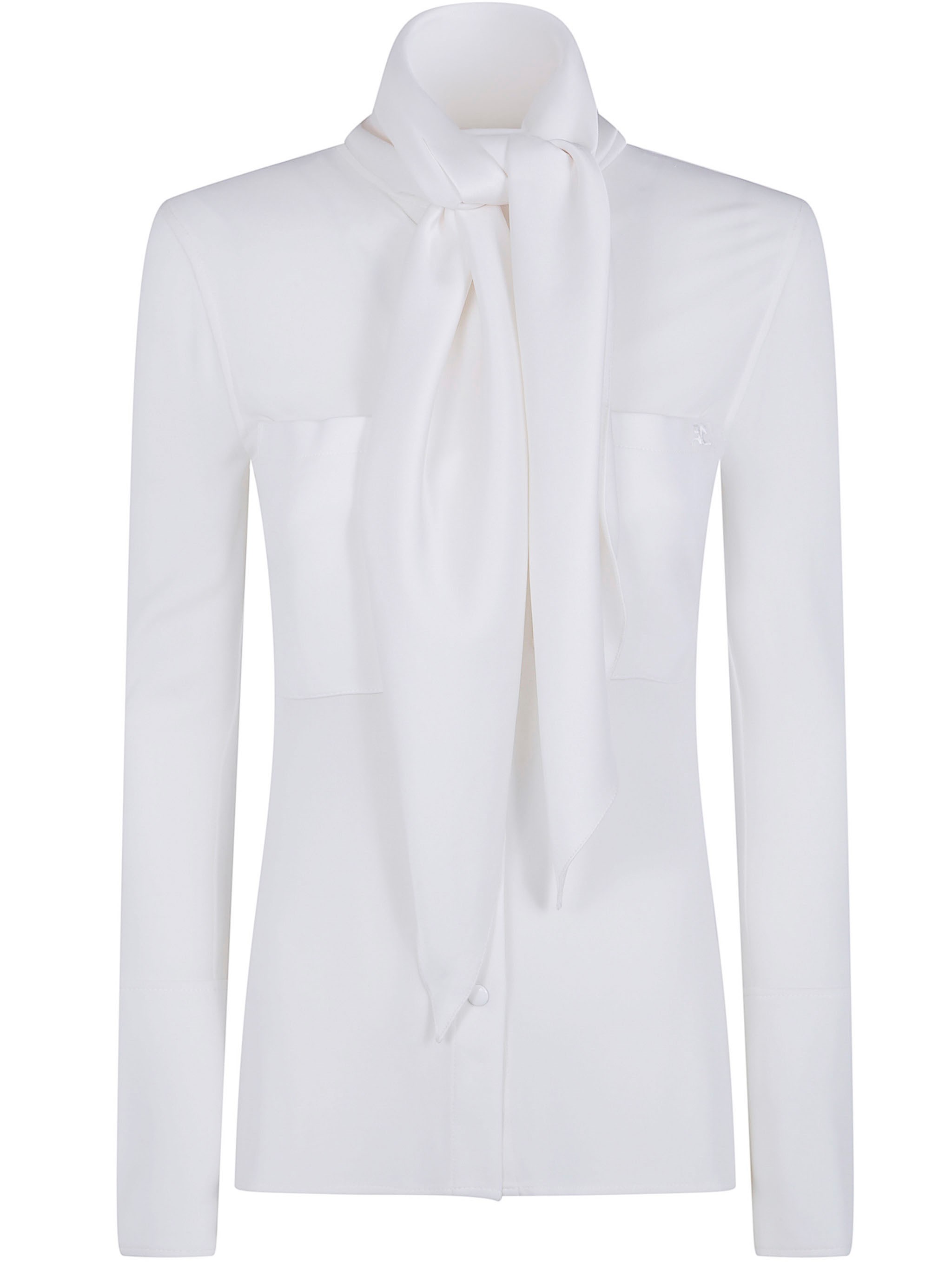Courreges COURREGES Shirt Satin Scarf Collar Jersey　クレージュ シャツ サテン スカーフカラー ジャージ