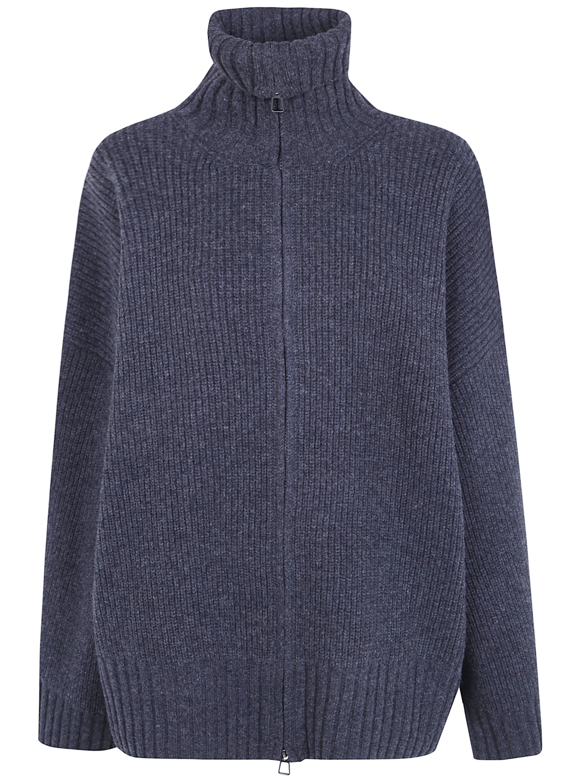 THE FRANKIE SHOP Sweater Wool 100% “Veda” Oversized Zip-Up Cardigan