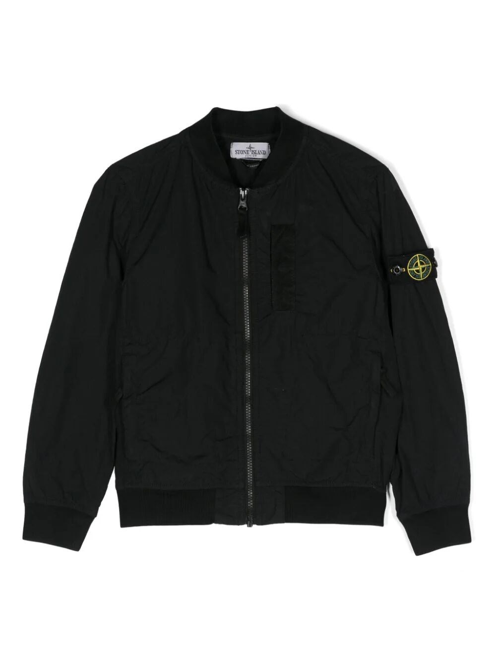 Stone Island Junior Compass Lightweight Bomber Jacket In Black