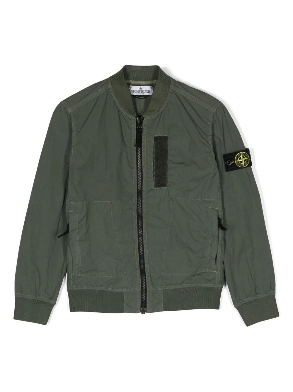Stone Island Junior Compass Lightweight Bomber Jacket In Green