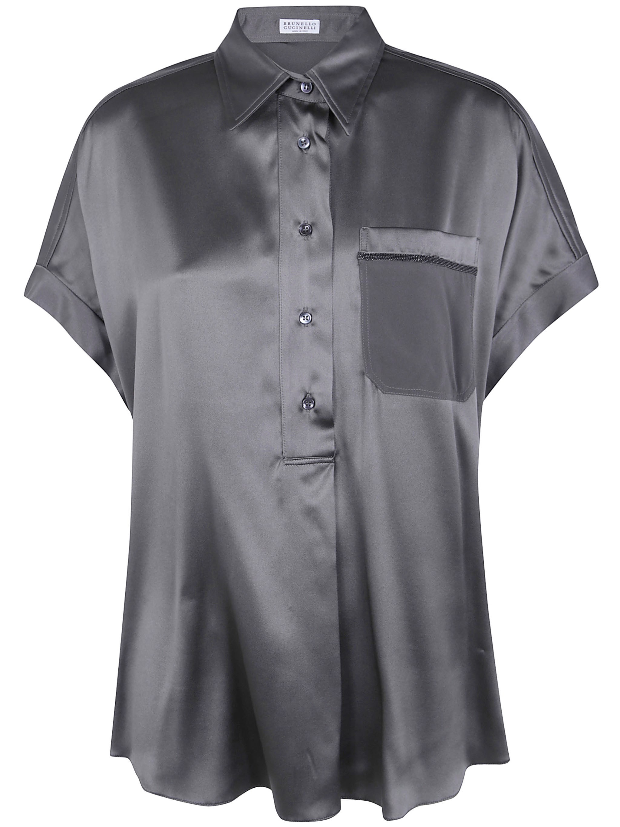 BRUNELLO CUCINELLI BRUNELLO CUCINELLI Shirt Short Sleeves "Silky Blouse"　BRUNELLO CUCINELLI シャツ 半袖「シルキーブラウス」