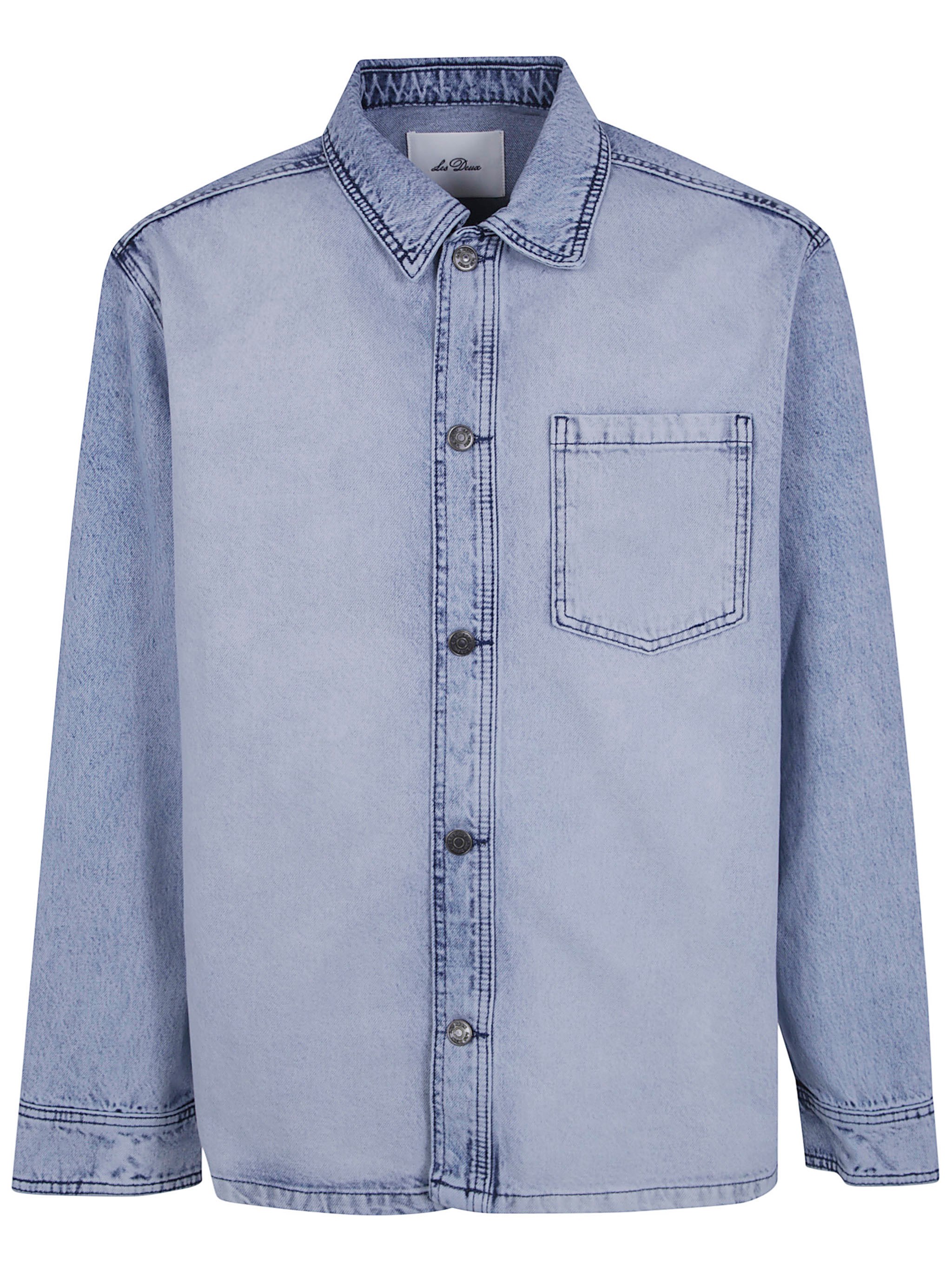 LES DEUX Jacket Bleached Denim Overshirt