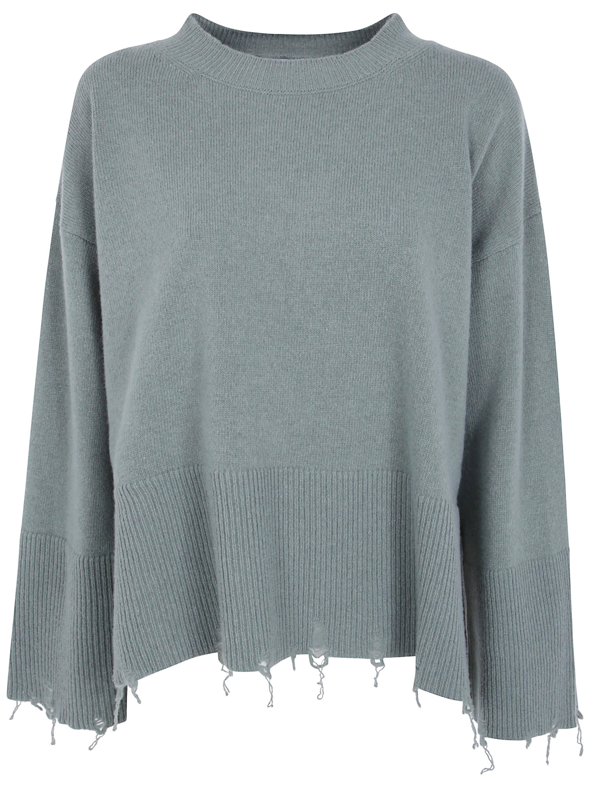 Wool Hole Front "4728 4015 Sage" Sweater