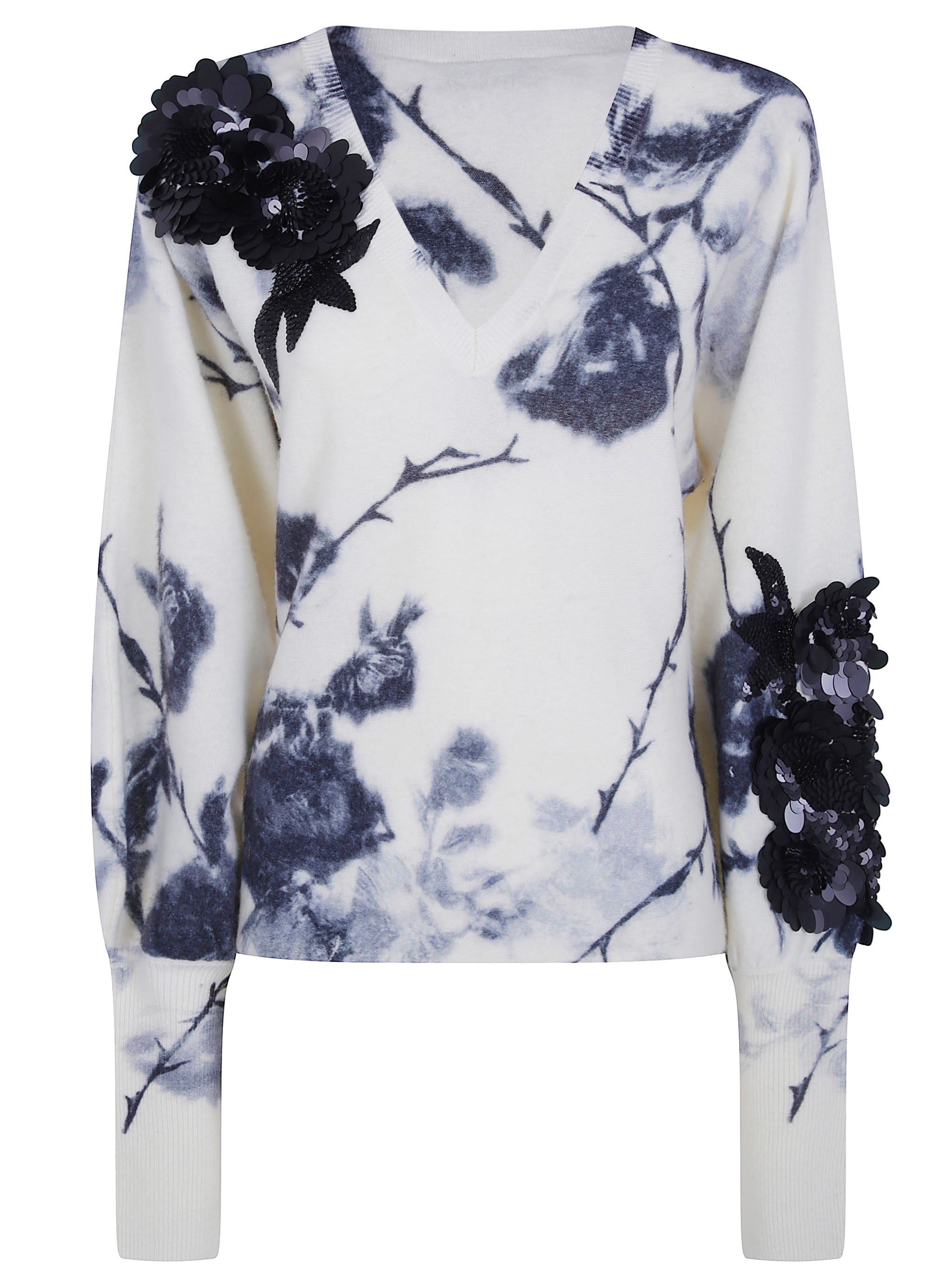 Wool Blend "Rose Print Sweater