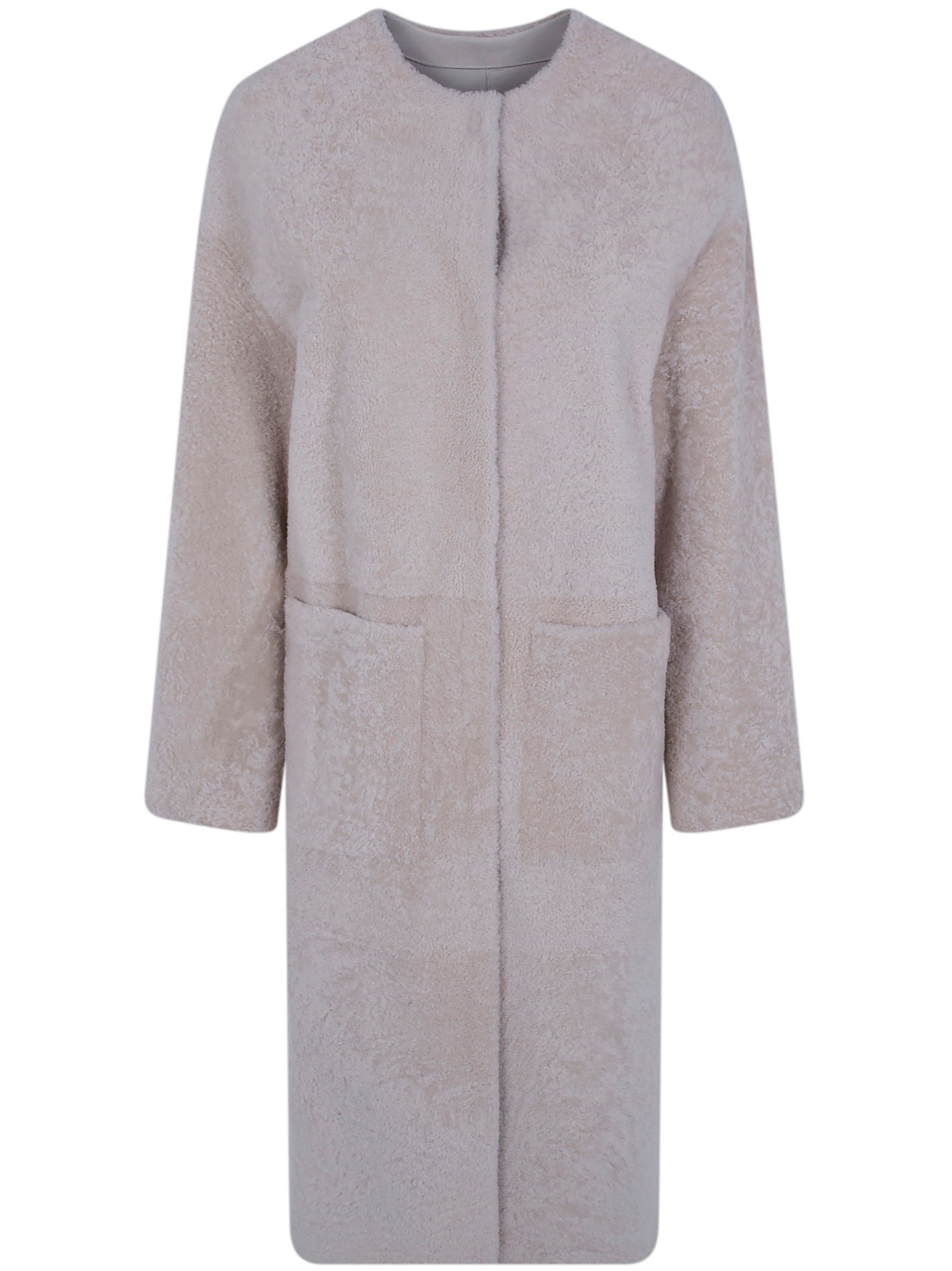 BLANCHA Jacket Long White Light Astrakhan Merino Shearling Coat