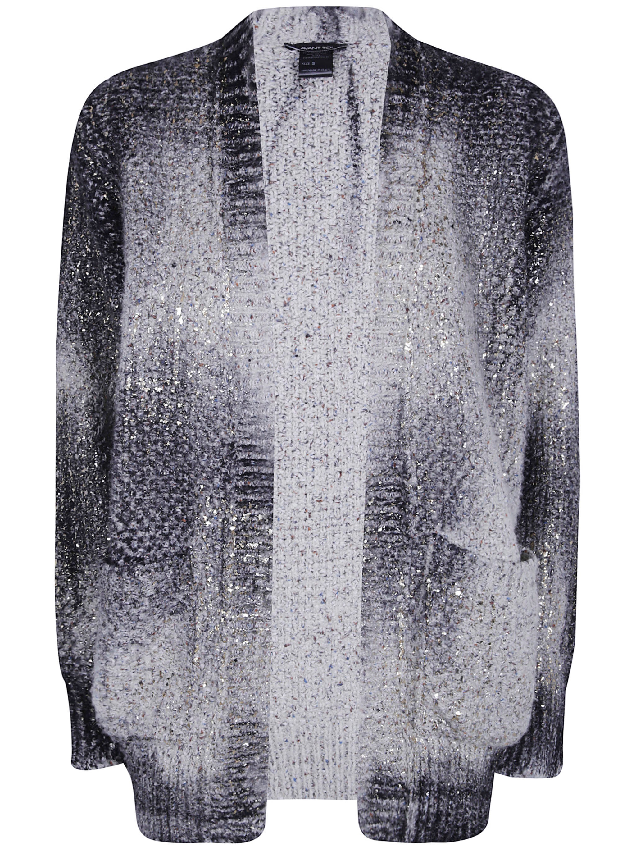 V Neck "Laminated Scratched Effect Moss Stitch" Sweater