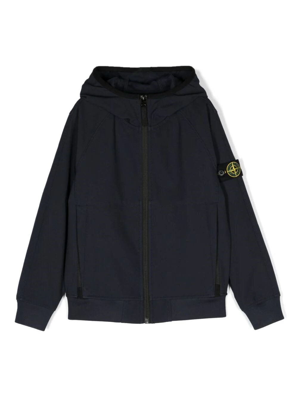 Stone Island Compass-badge Hooded Jacket In Blue