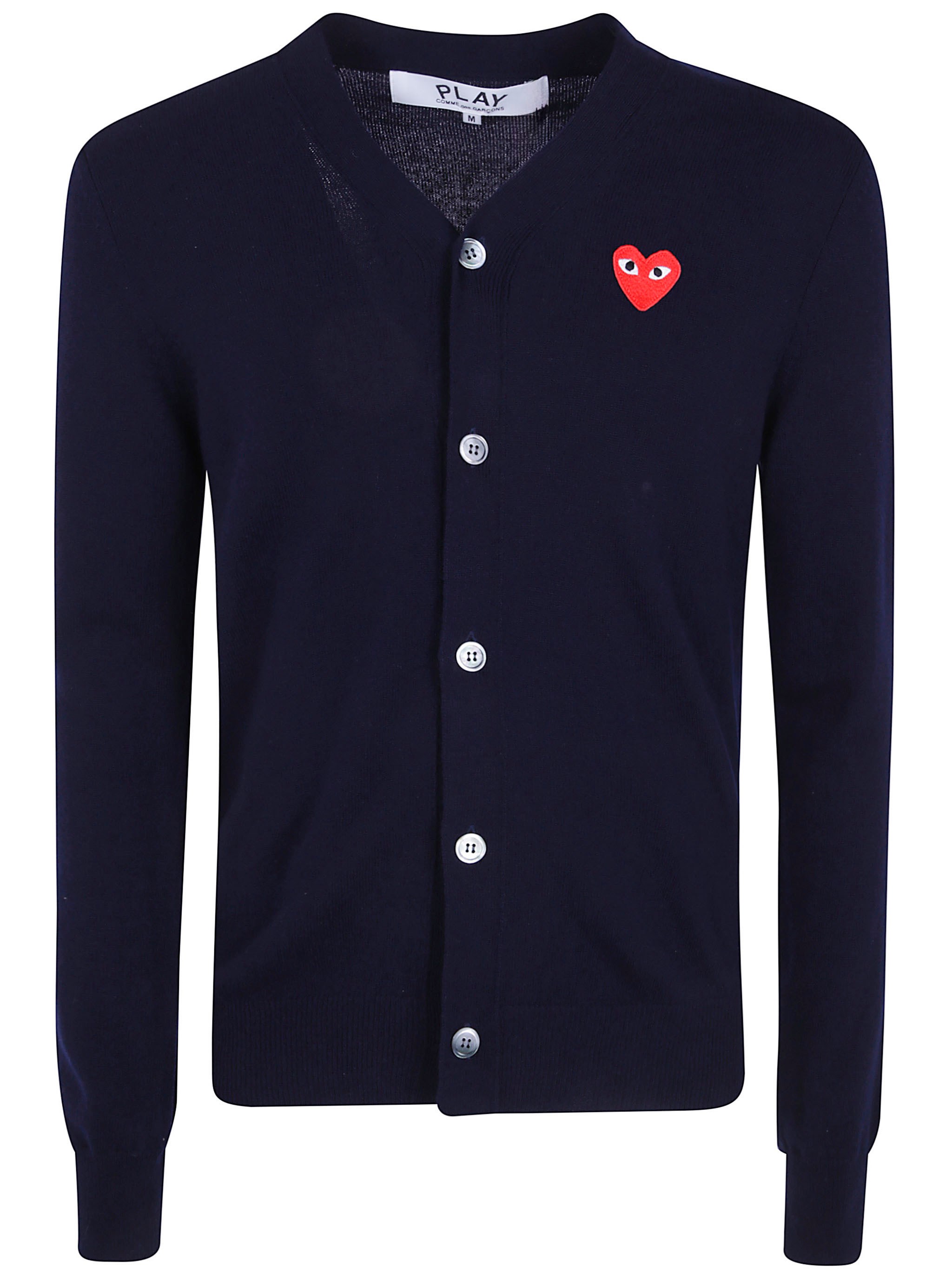 COMME DES GARCONS PLAY Sweater V-Neck "Cardigan Red Emblem Knit"