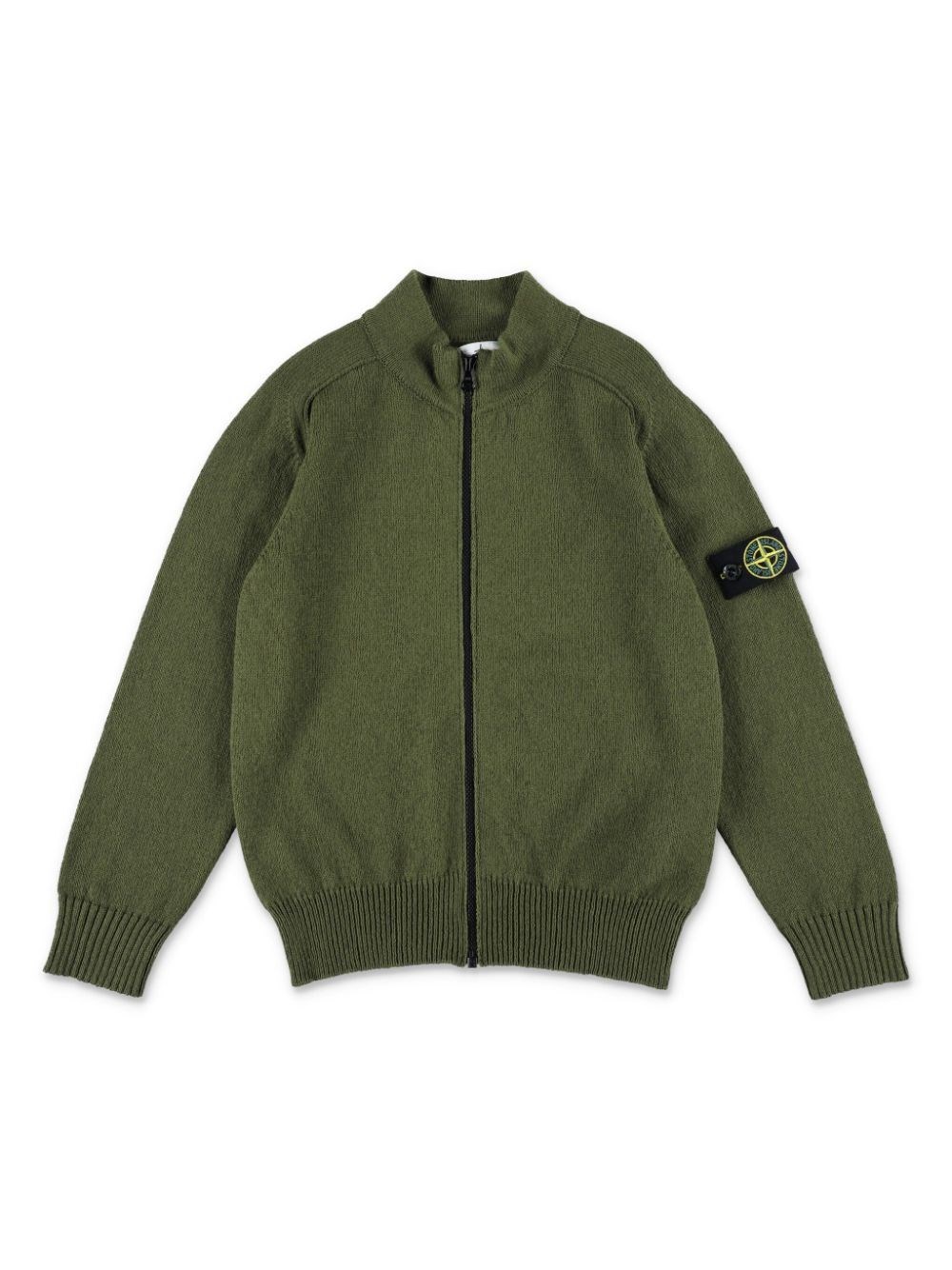 Stone Island Fein Gestrickter Cardigan Mit Kompass In Green
