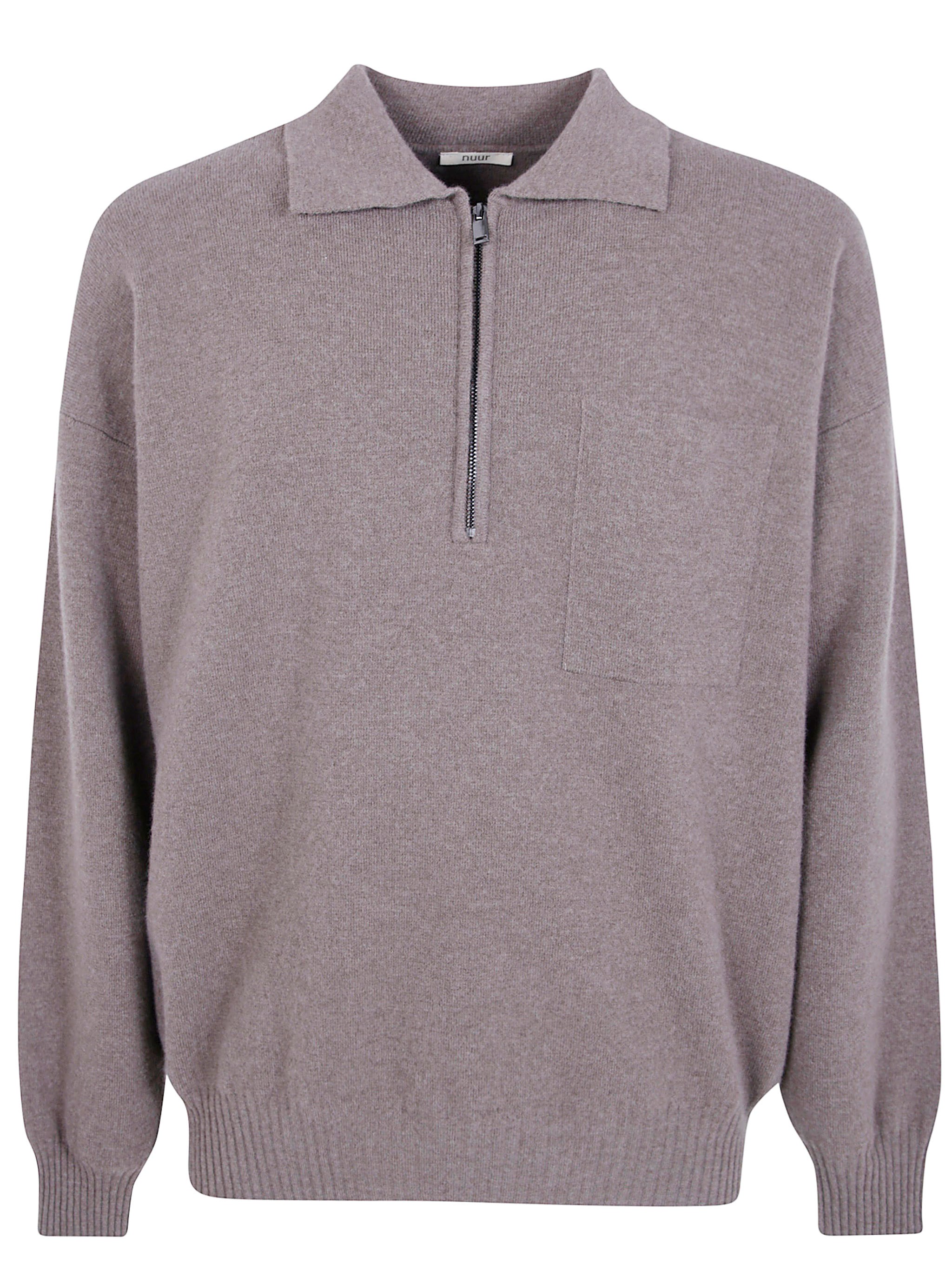NUUR Sweater Pocket Zip Polo Shirt