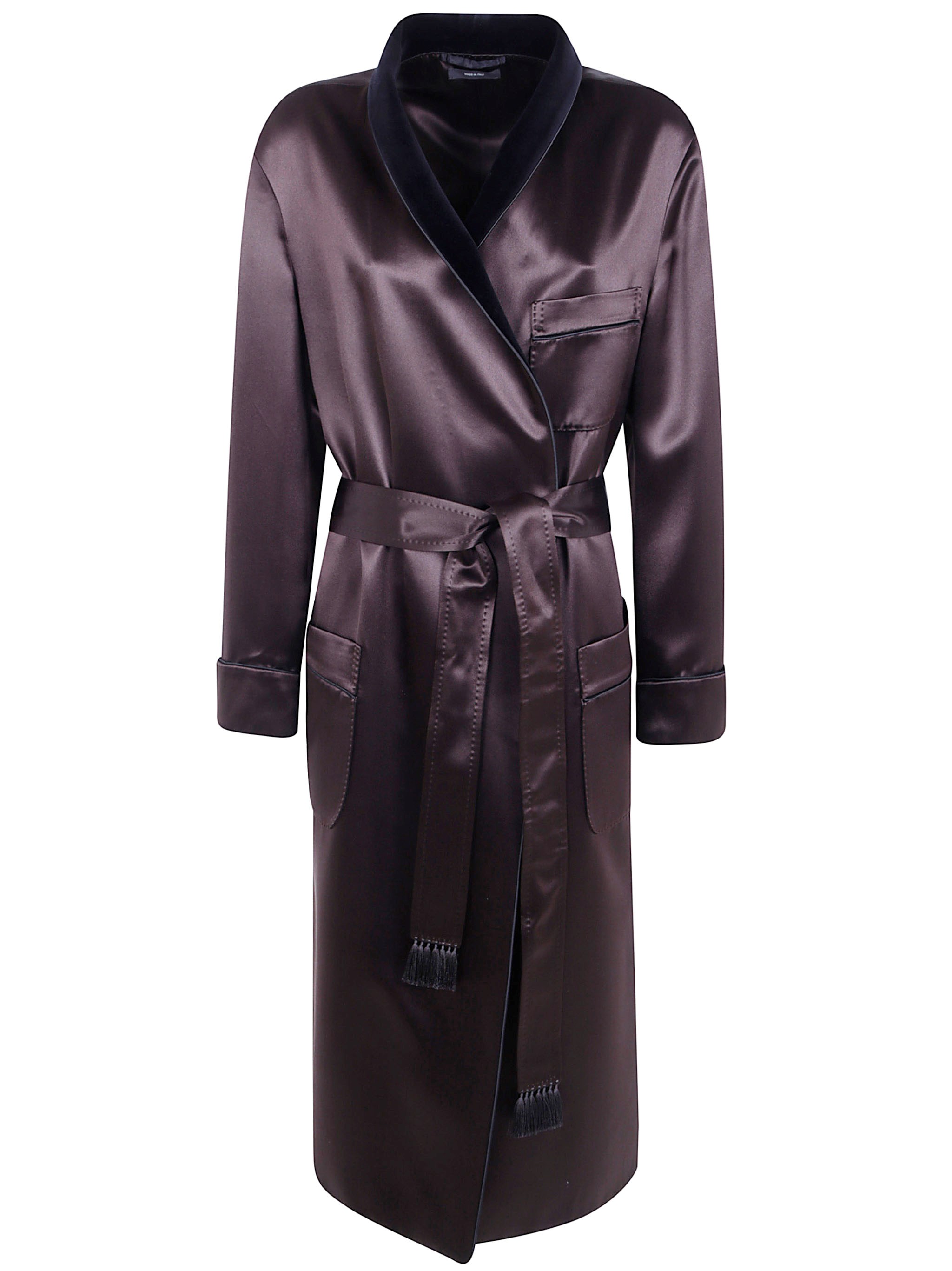 TOM FORD Robe Black Satin "Silk Satin Robe"
