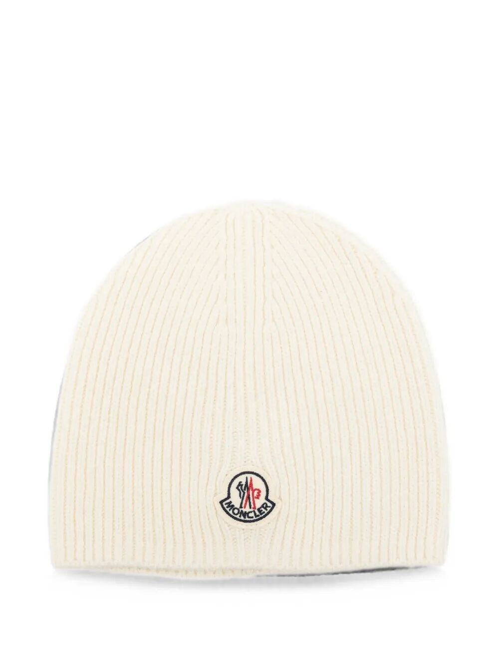 Moncler Hat Classic Logo Bonnet In White