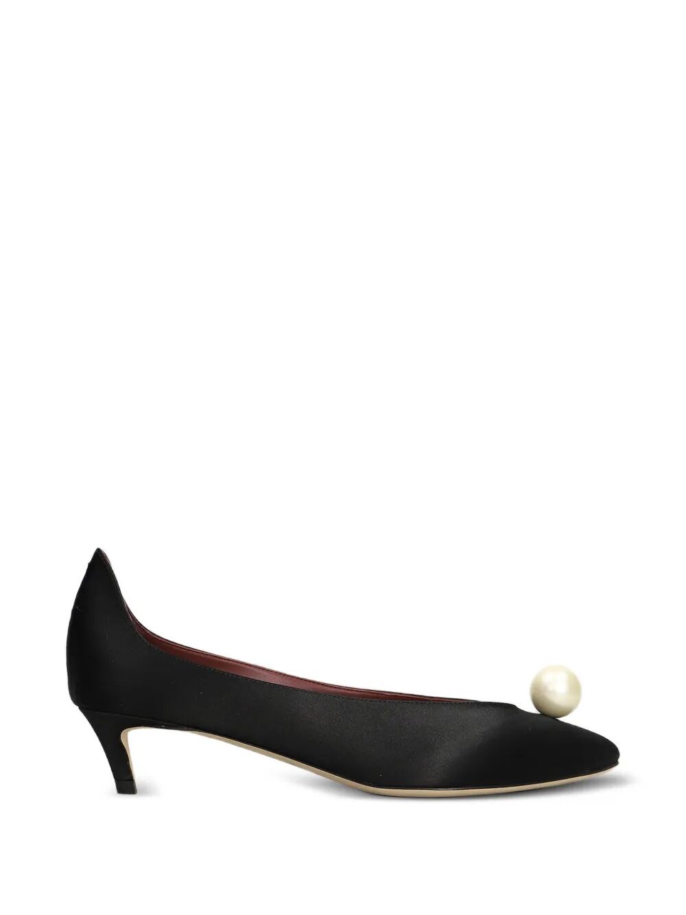 MAGDA BUTRYM Shoes Kitten Heel "Kitten" Heel With Pearl Satin Black