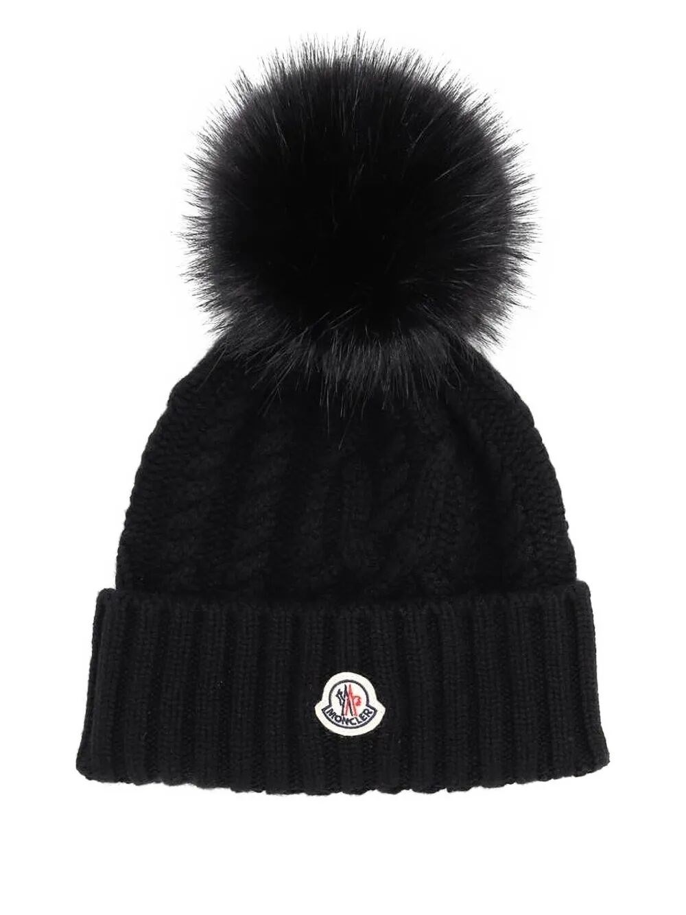 MONCLER Hat Wool Black “Pon Pom”