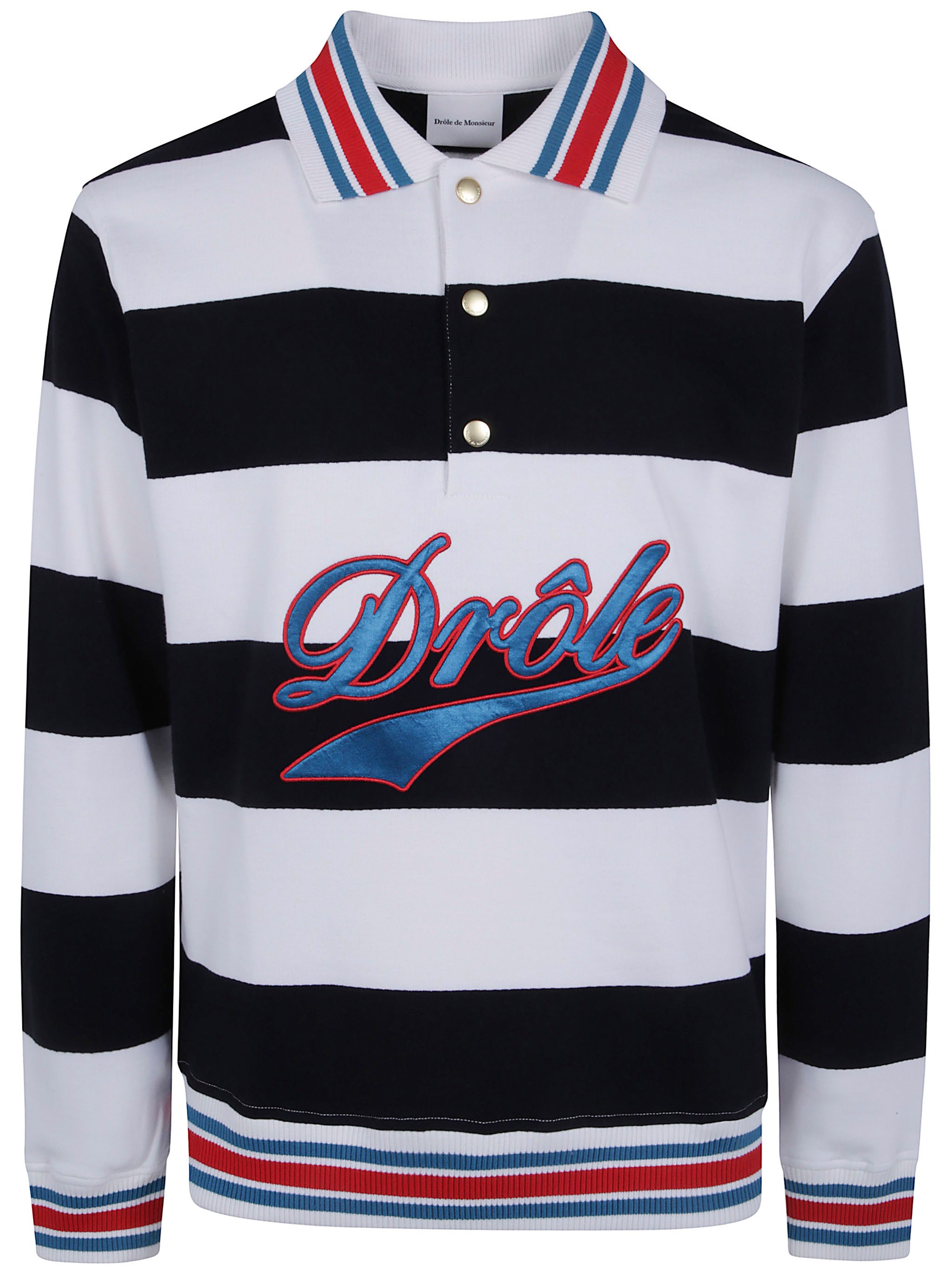 Drole De Monsieur Polo Embroidered Stripes “Drôle”