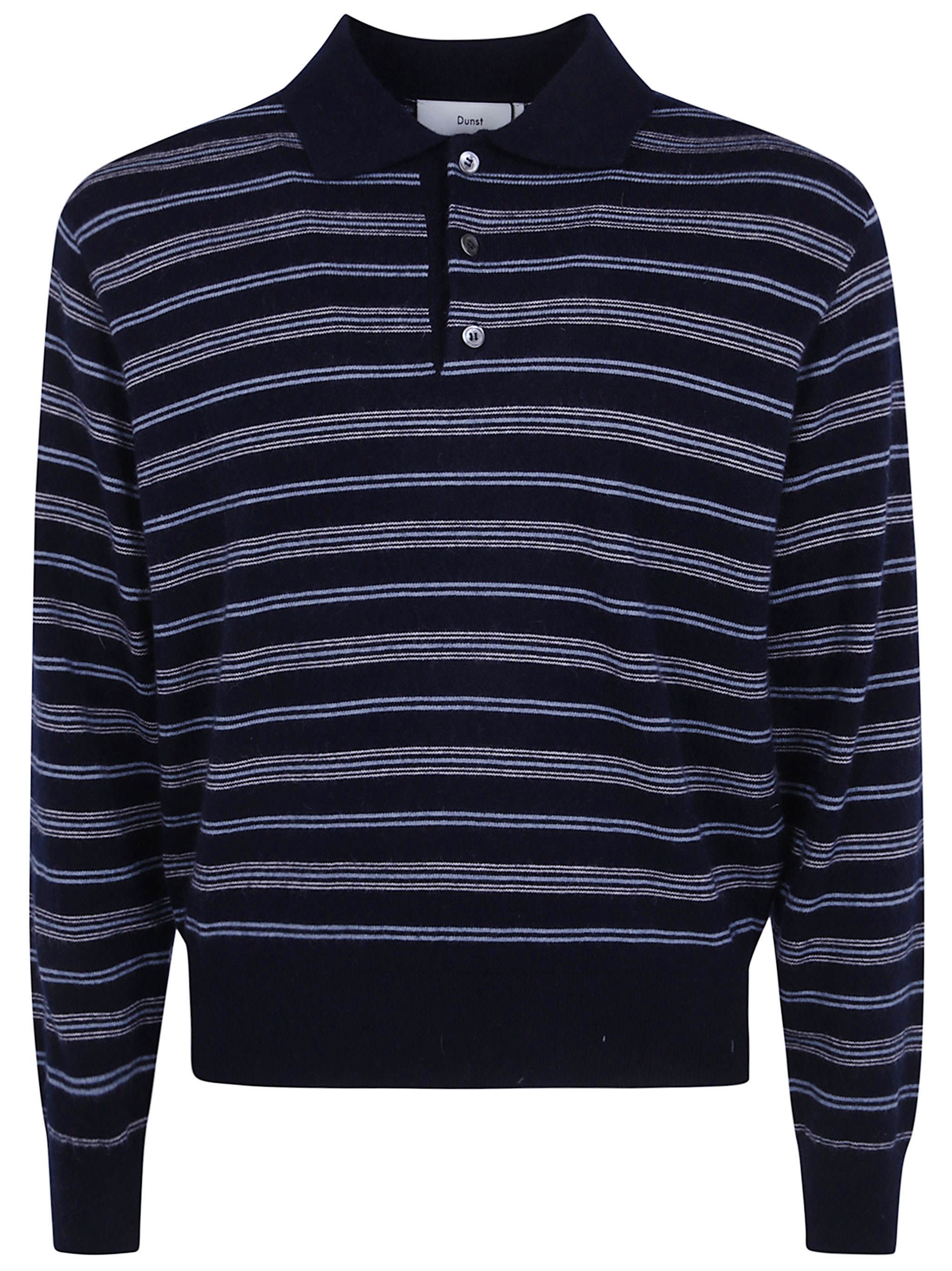 Dunst Striped Collared Sweater "unisex Collared Striped Sweater" In Blue