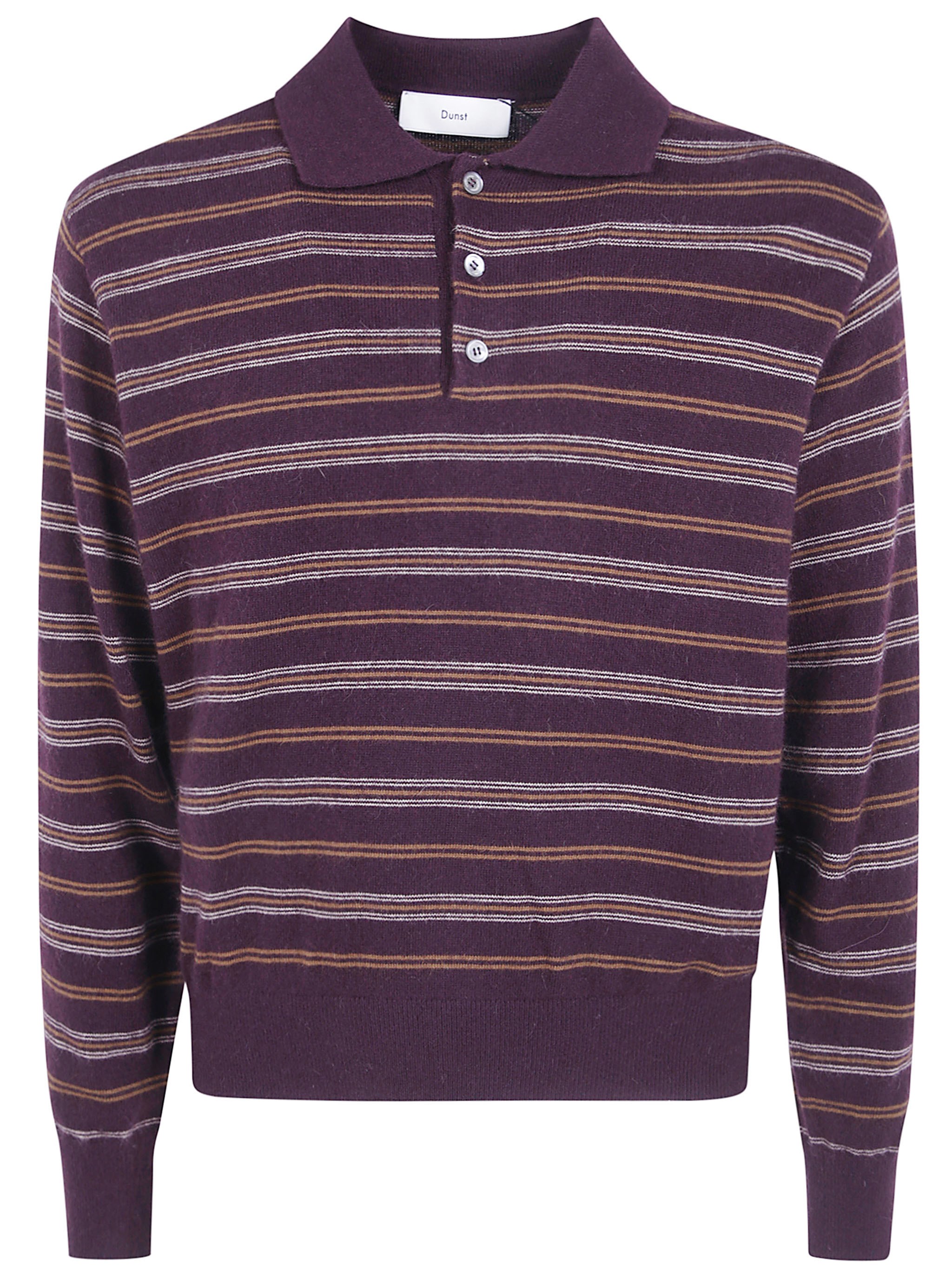 Dunst Sweater Collared Striped Sweater In Brown