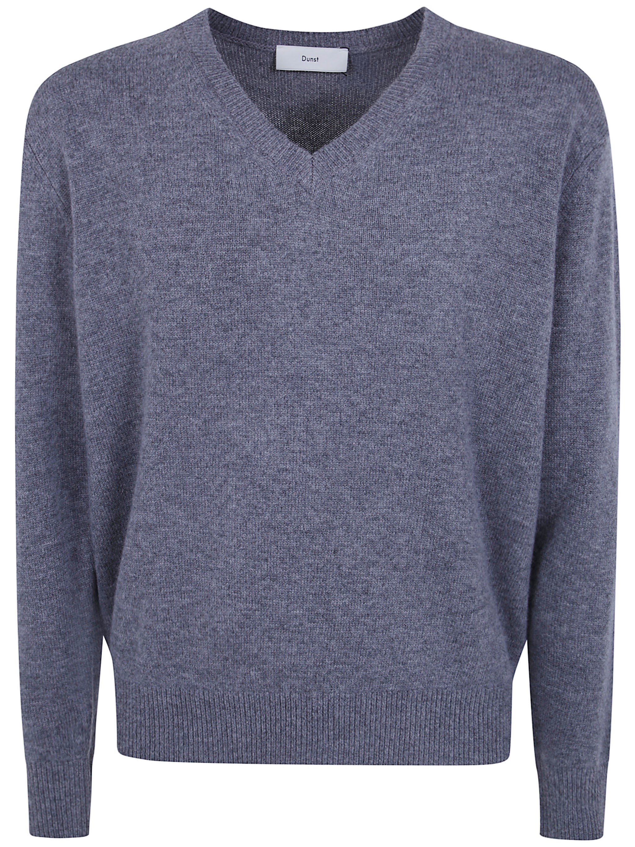 Dunst Sweater V-neck "unisex Cashmere V-neck Sweater" In Gray