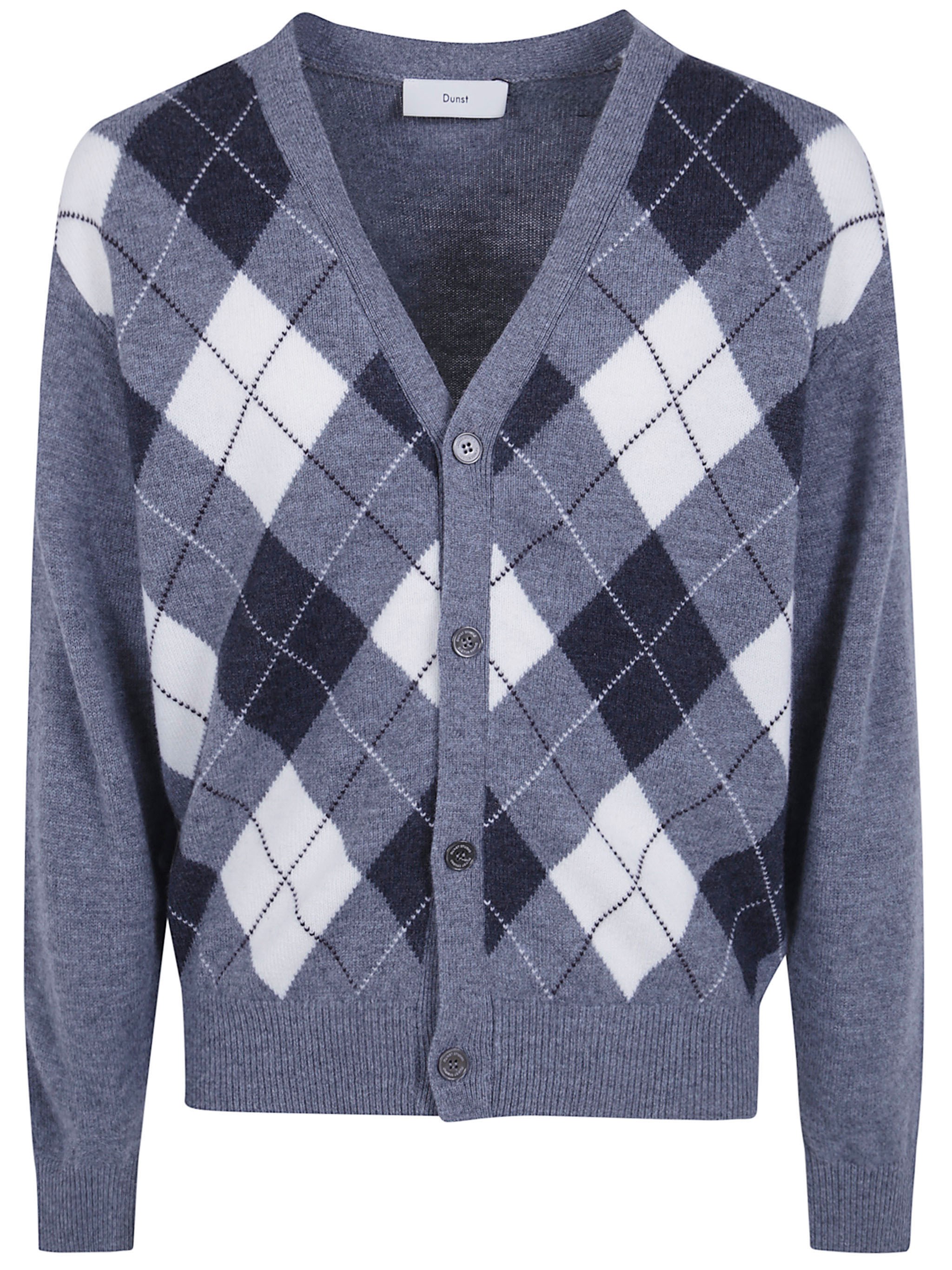 Dunst Cardigan V-neck Argyle In Gray